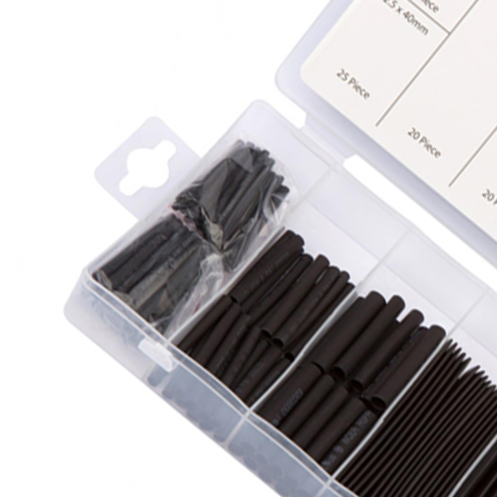 BlueSpot 127pcs Set Black Wire Heat Shrink Tubing Wrap Tube Assorted Sleeves