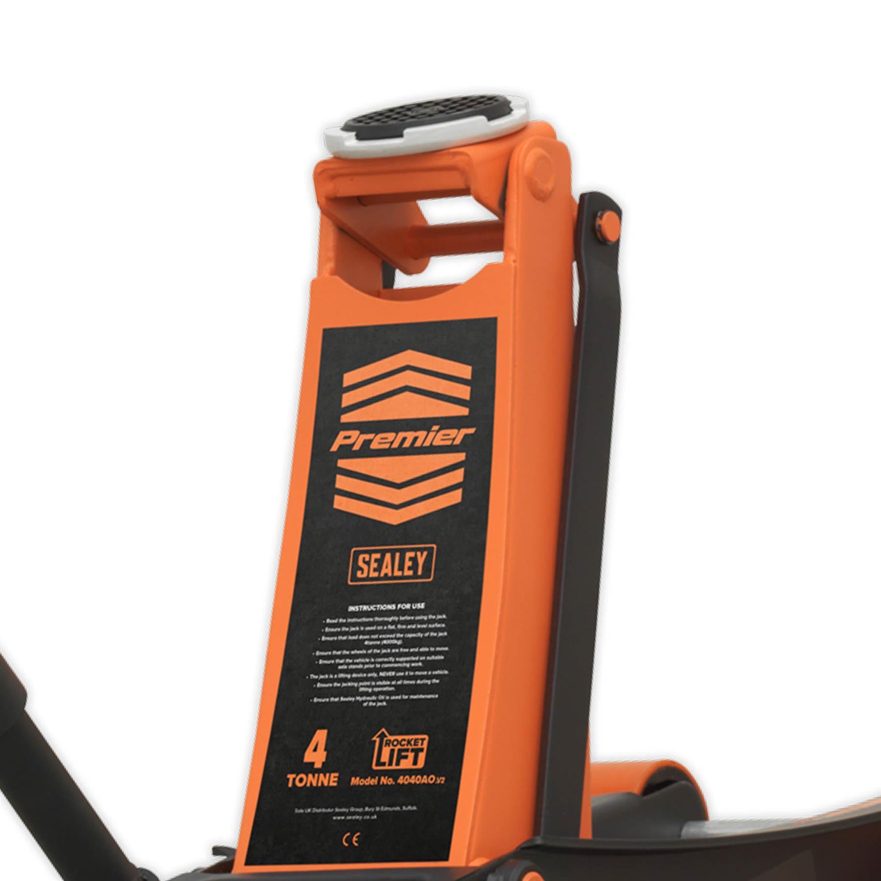 Sealey Trolley Jack 4tonne Rocket Lift Orange Garage Workshop DIY