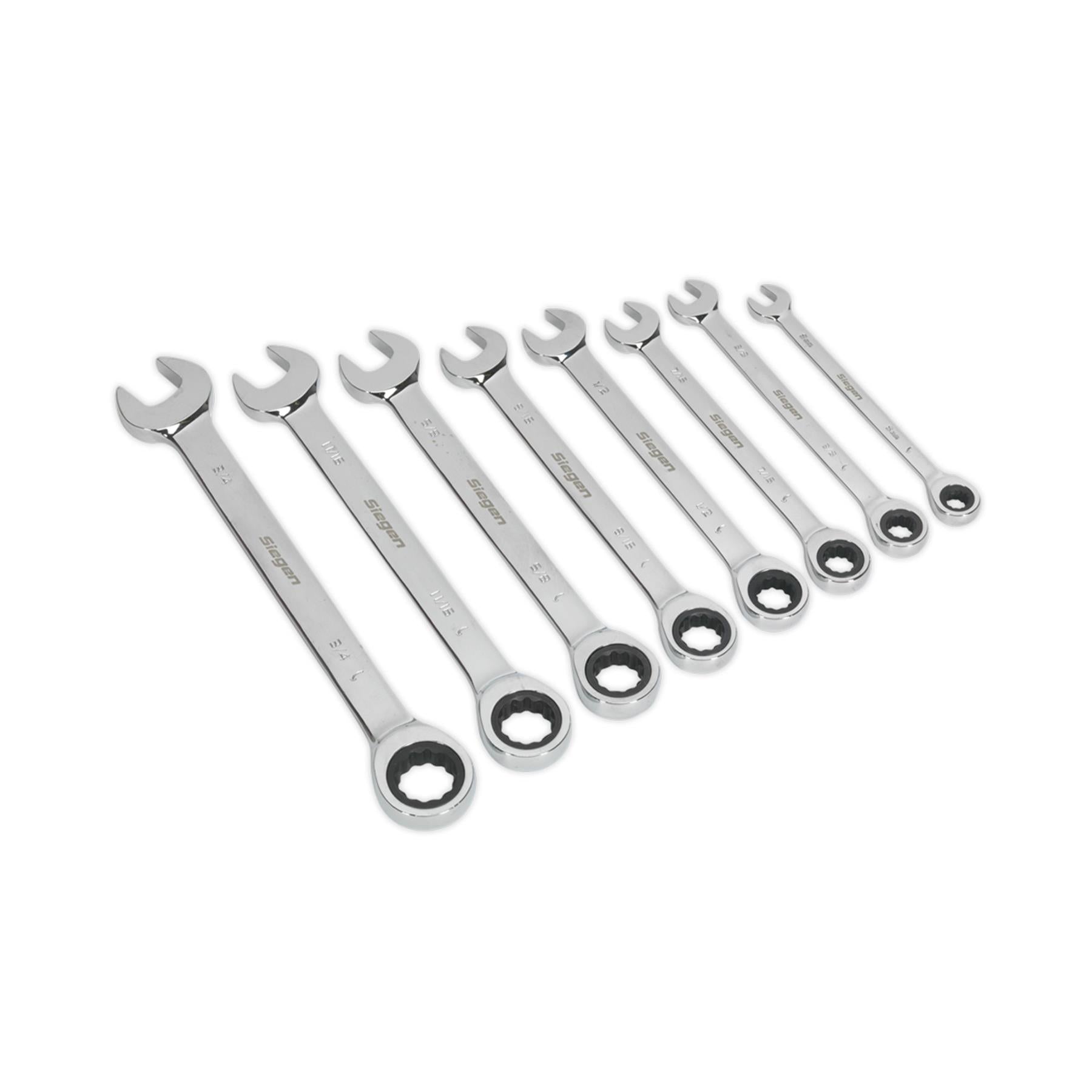 Sealey Combination Ratchet Spanner Set 8pc Imperial
