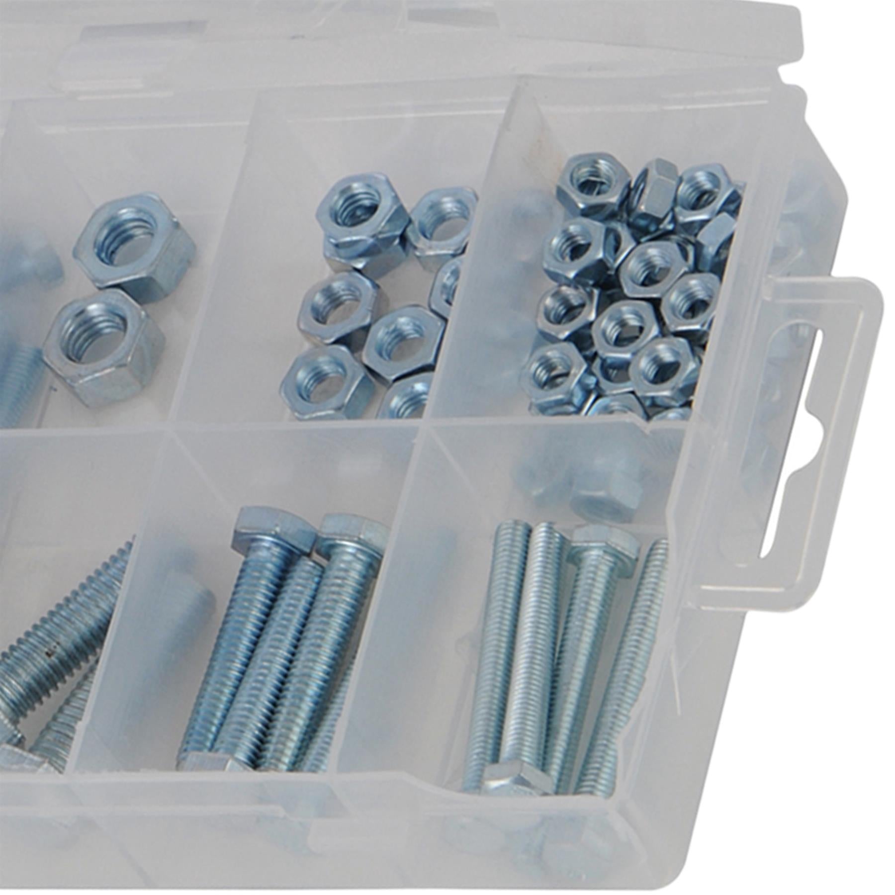 75Pce Hex Bolts & Nuts Pack Zinc-Plated For Corrosion Resistance Multipurpose