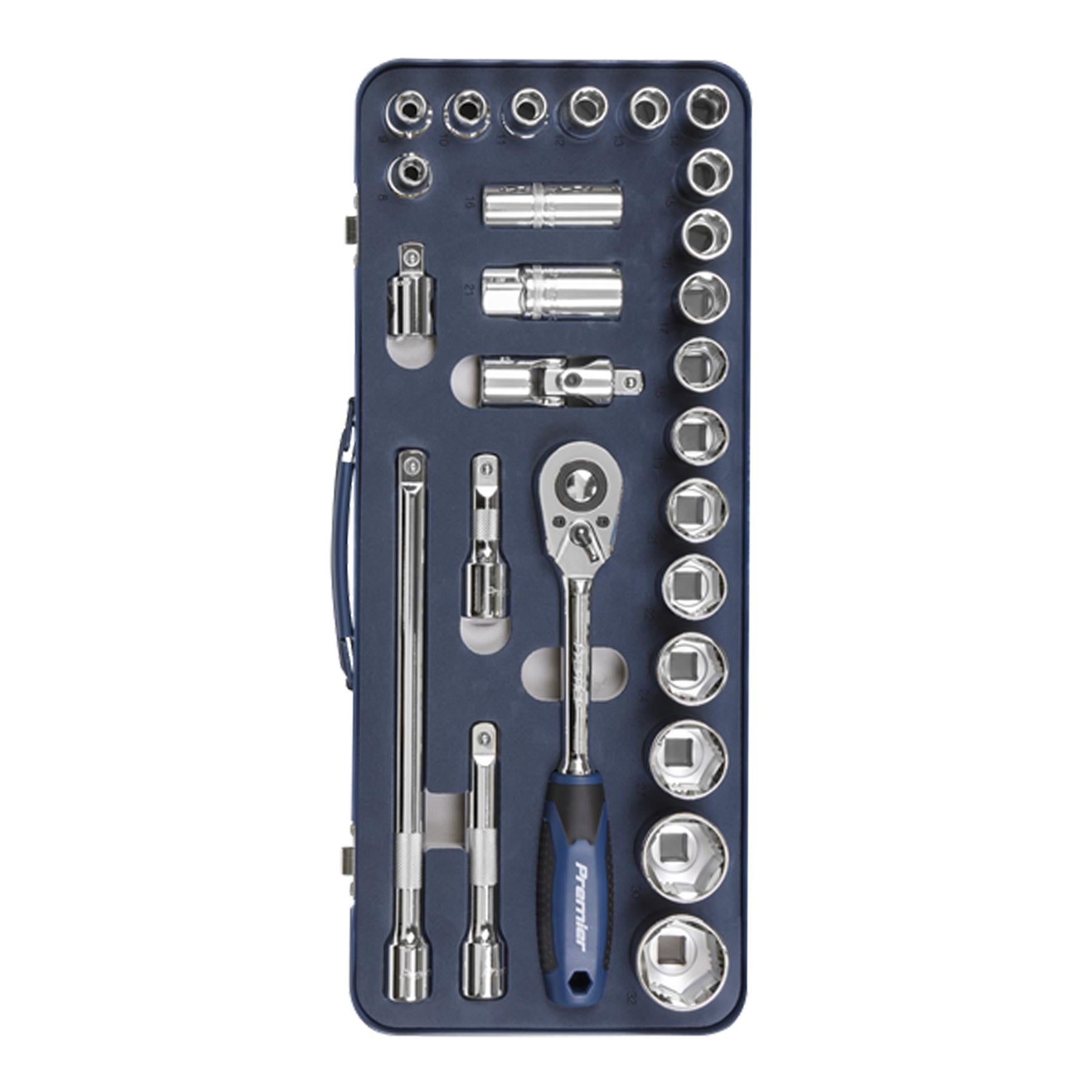 Sealey Socket Set 26pc Professional Lock-On Socket Set 1/2"Sq Drive 6pt Metric
