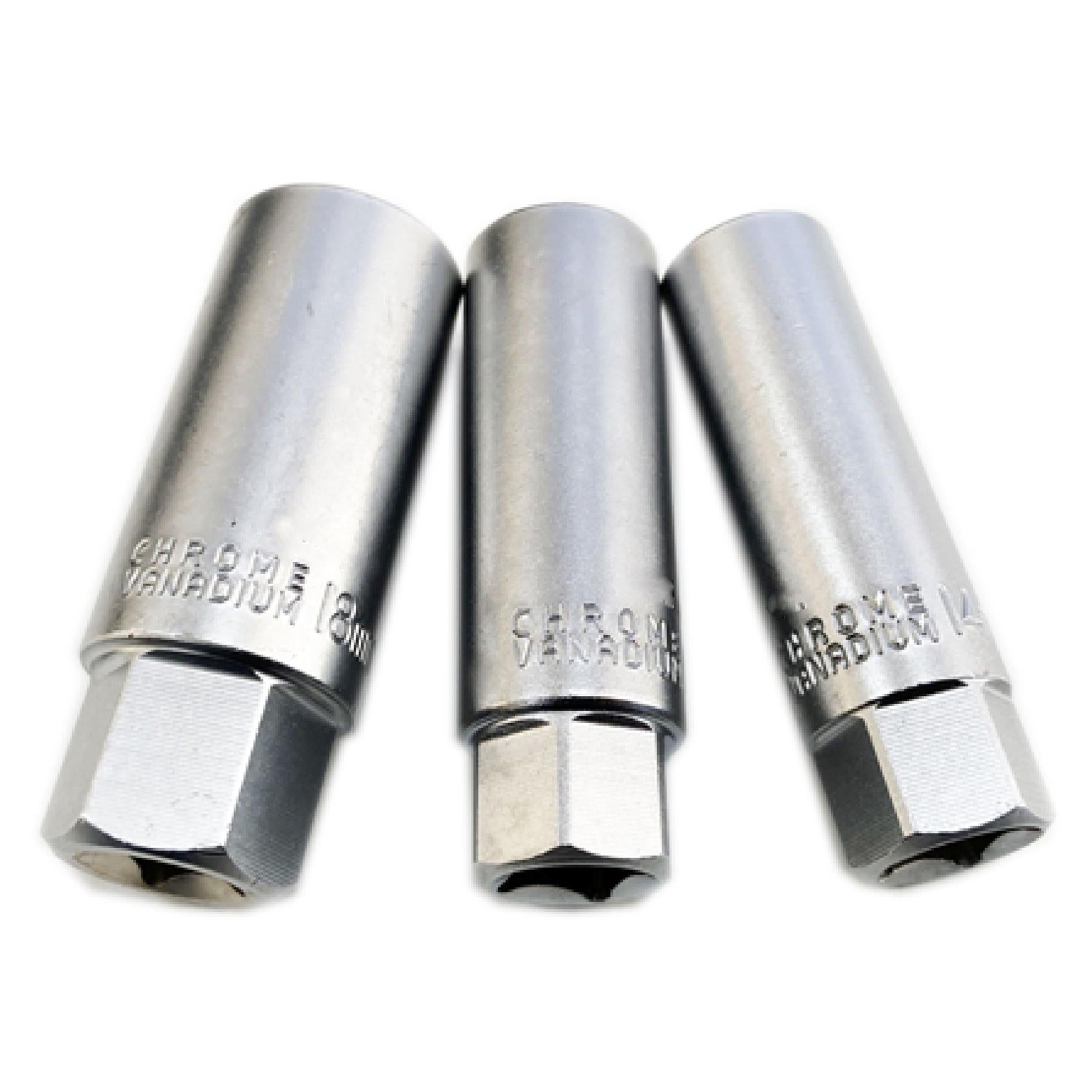 3/8 Dr. Spark Plug Socket Metric Thin Wall Design 14 16 18mm Satin Finish Tools