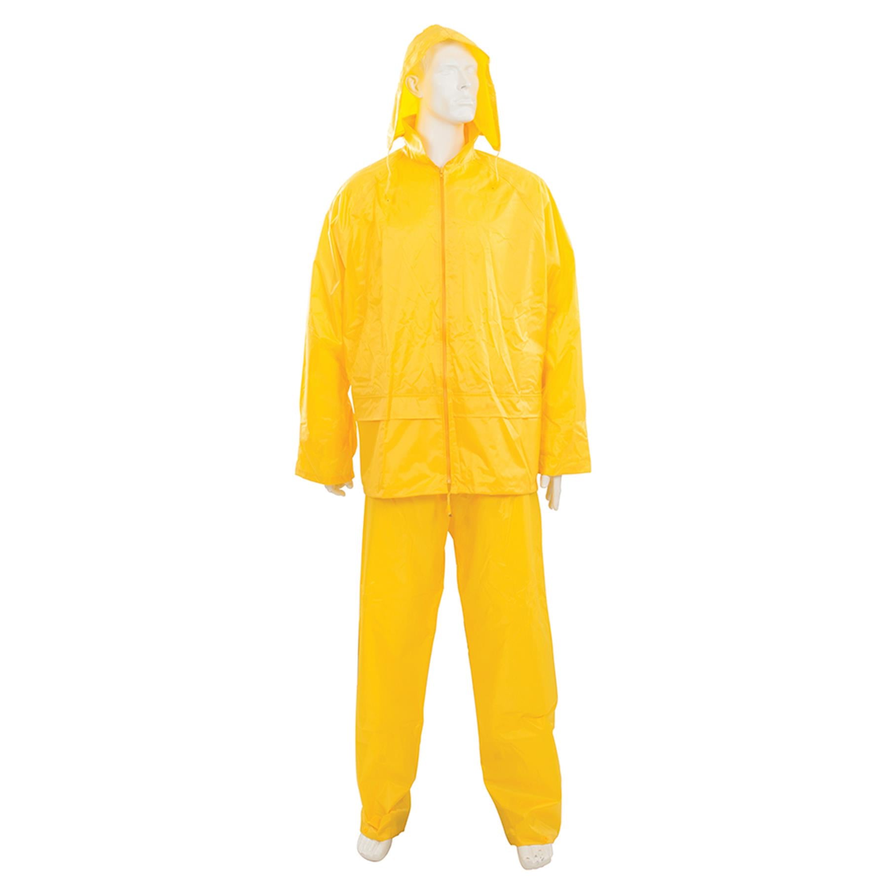 2Pce Rain Suit Yellow XL 76cm - 134cm (30 - 53") Includes Hood With Neck Cord