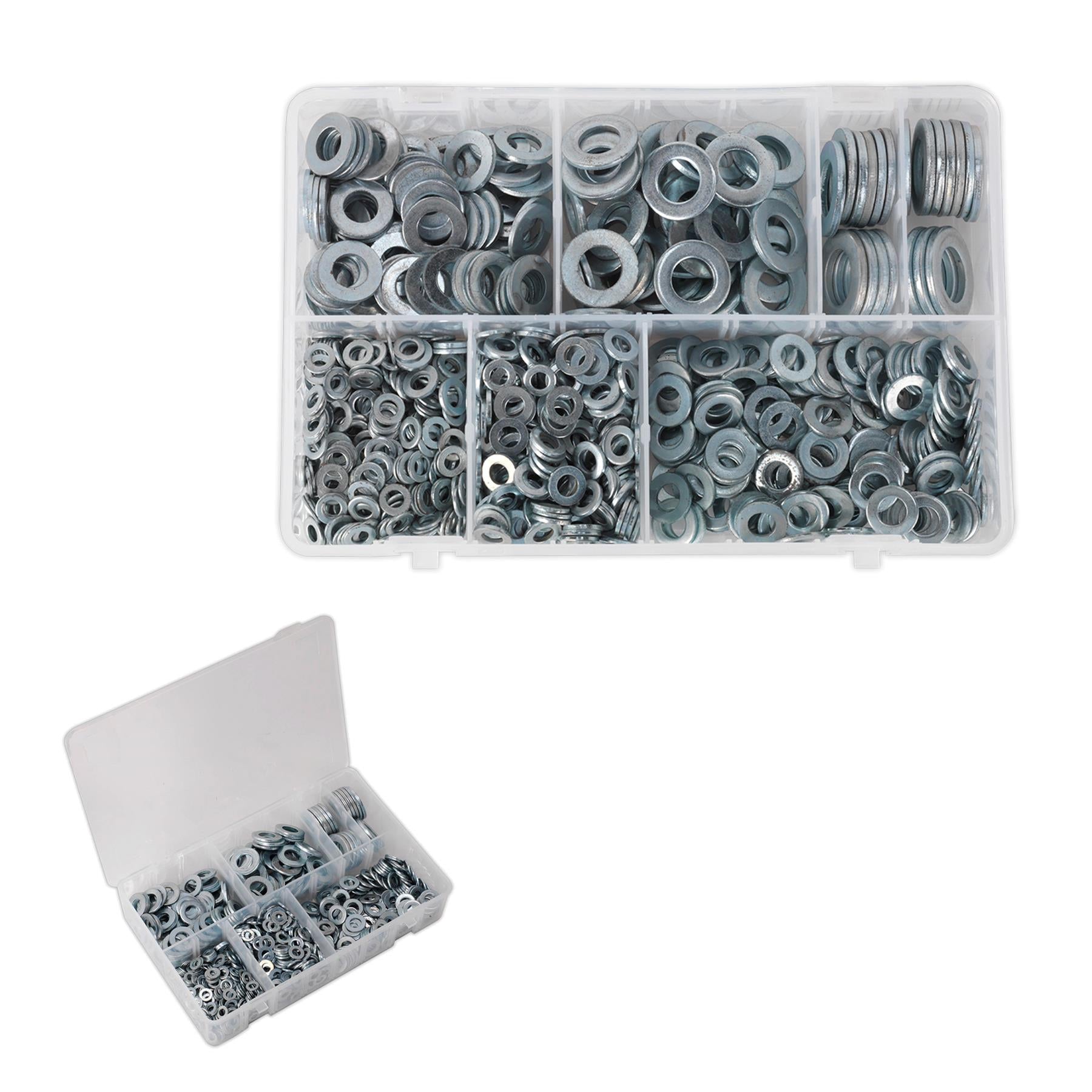 Sealey Washers Set 1070pc Stainless Steel Flat Washer Assortment M5-M16 A Metric