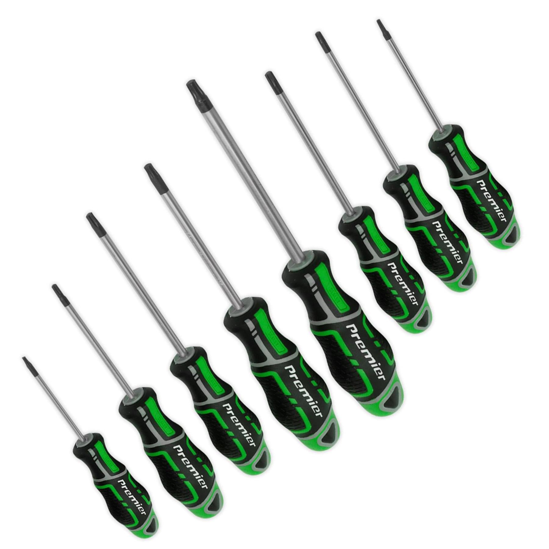 Sealey Screwdriver Set 8pc Security TRX-Star* GripMAX Hi-vis Green
