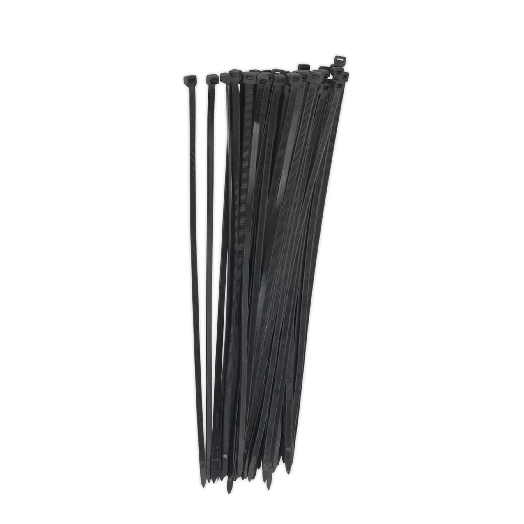 Sealey Cable Ties Nylon Zip Tie Wraps Strong Long 450 x 7.6mm Black Pack of 50