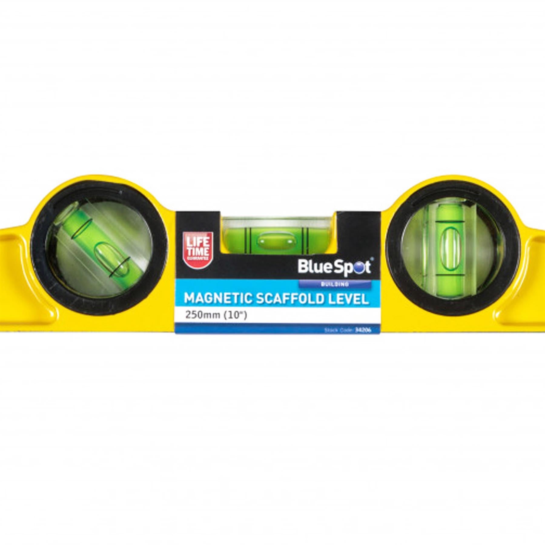 BlueSpot Magnetic Boat Metal Spirit Level Scaffolder Tool 3 Vial 250mm 10"