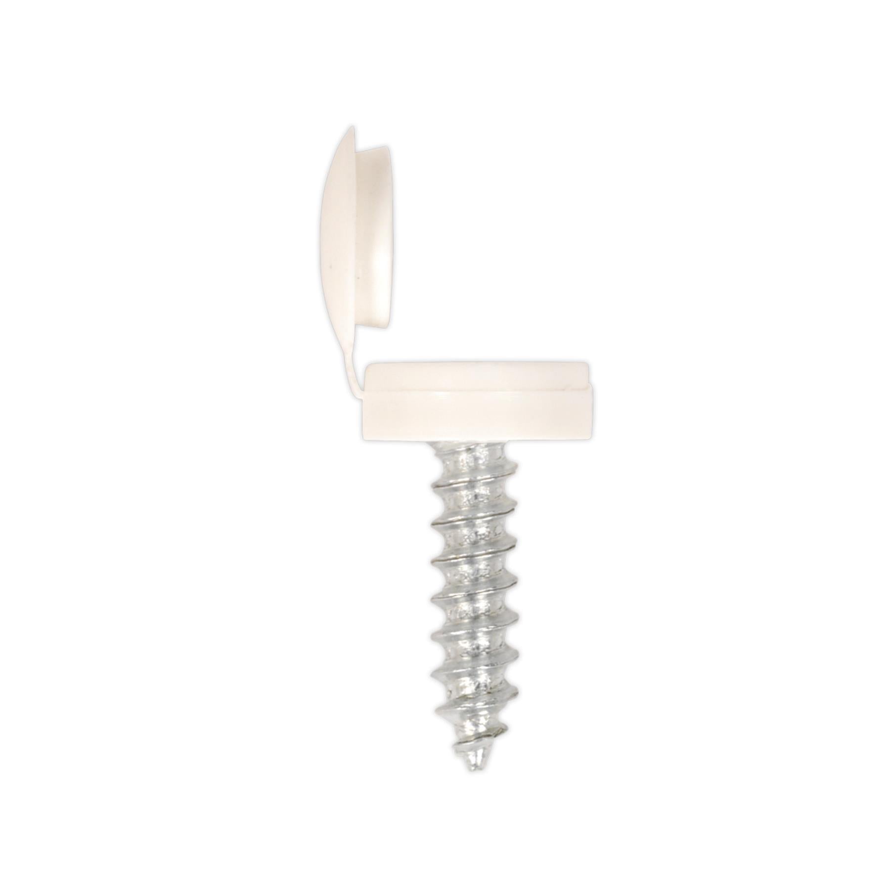 Sealey Numberplate Screw with Flip Cap 4.2 x 19mm White Pk of 50