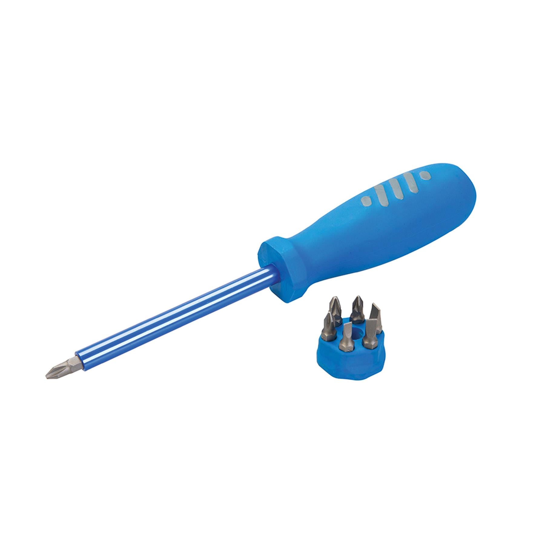 Multi-Bit Screwdriver With Telescopic Pick-Up Magnet 7 Driver Bits Non-Slip