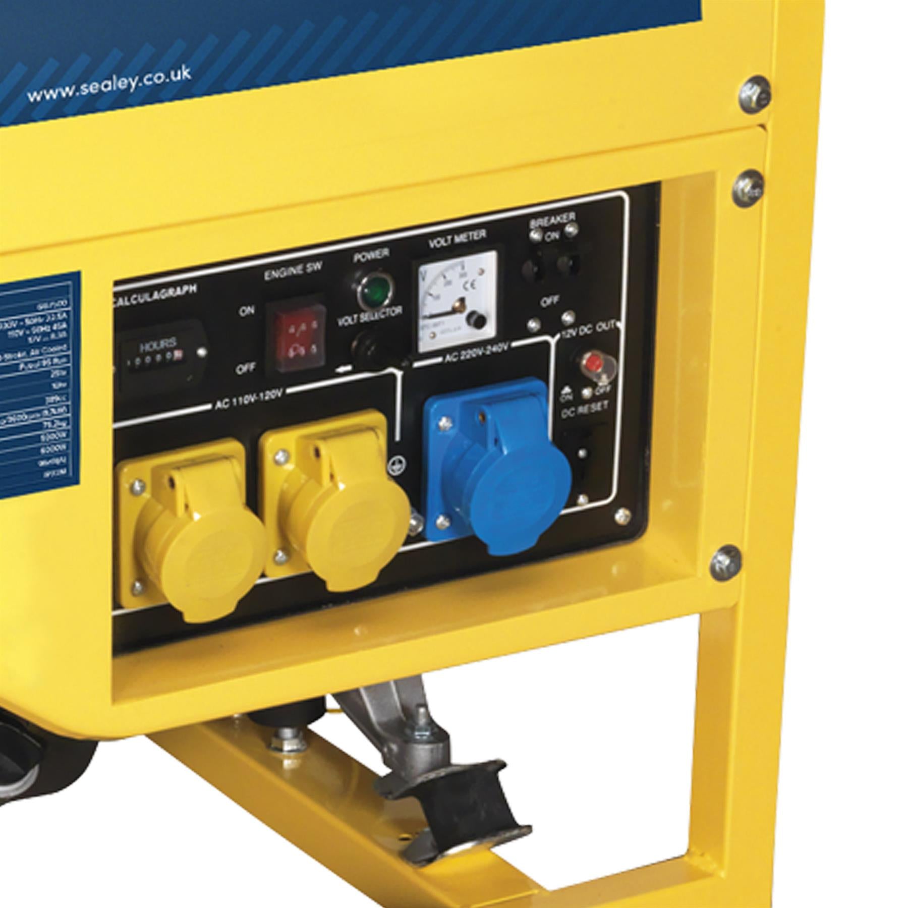 Sealey Generator 6000W 110/230V 13hp 10 hours on a full tank.