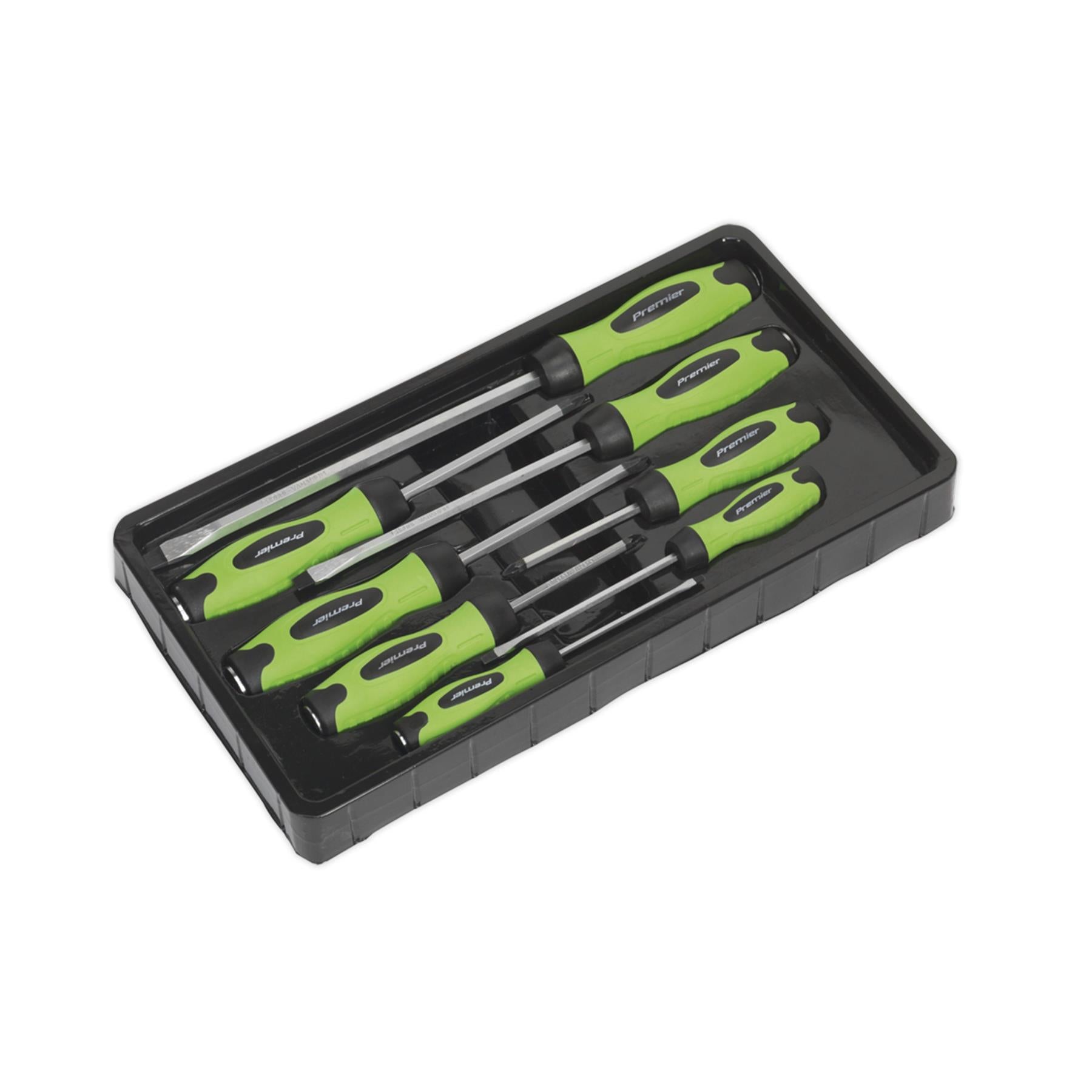 Sealey Screwdriver Set 8pc Hammer-Thru Hi-Vis Green
