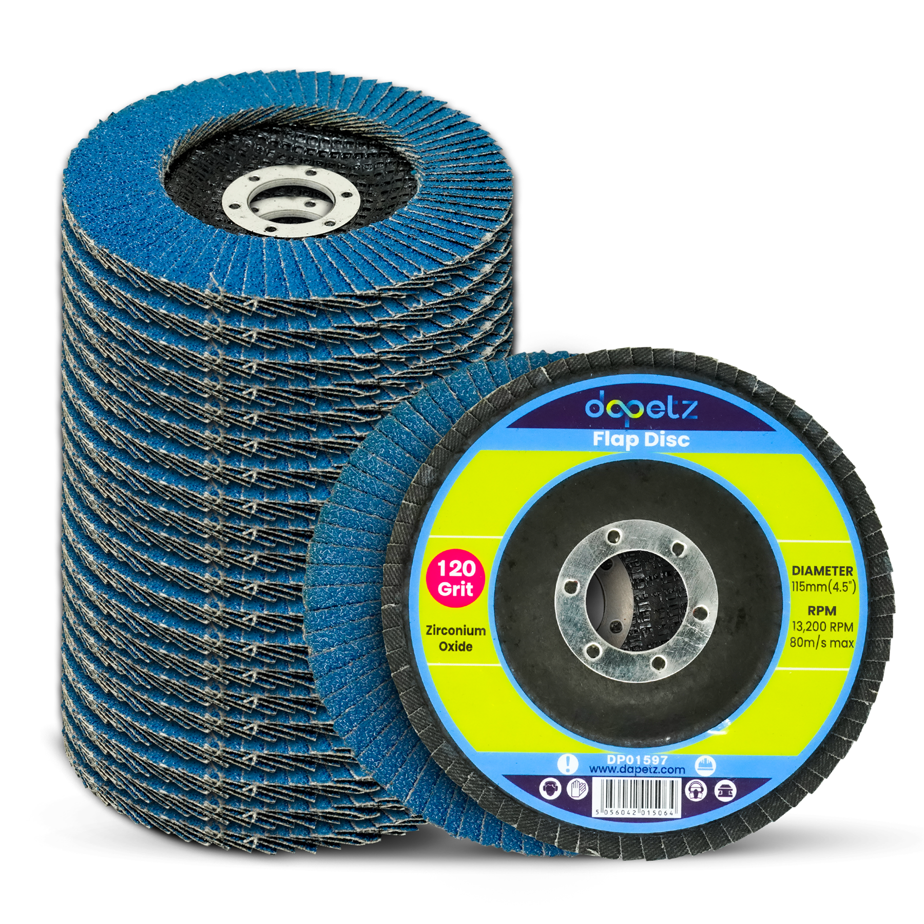 20 x Flap Discs 115mm Sanding 120 Grit Grinding Wheels Disc 4.5" Zircon