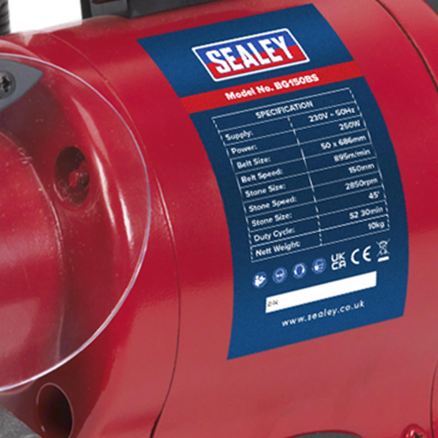Sealey Bench Grinder 150mm with 50mm Belt Sander & Light 250W/230V