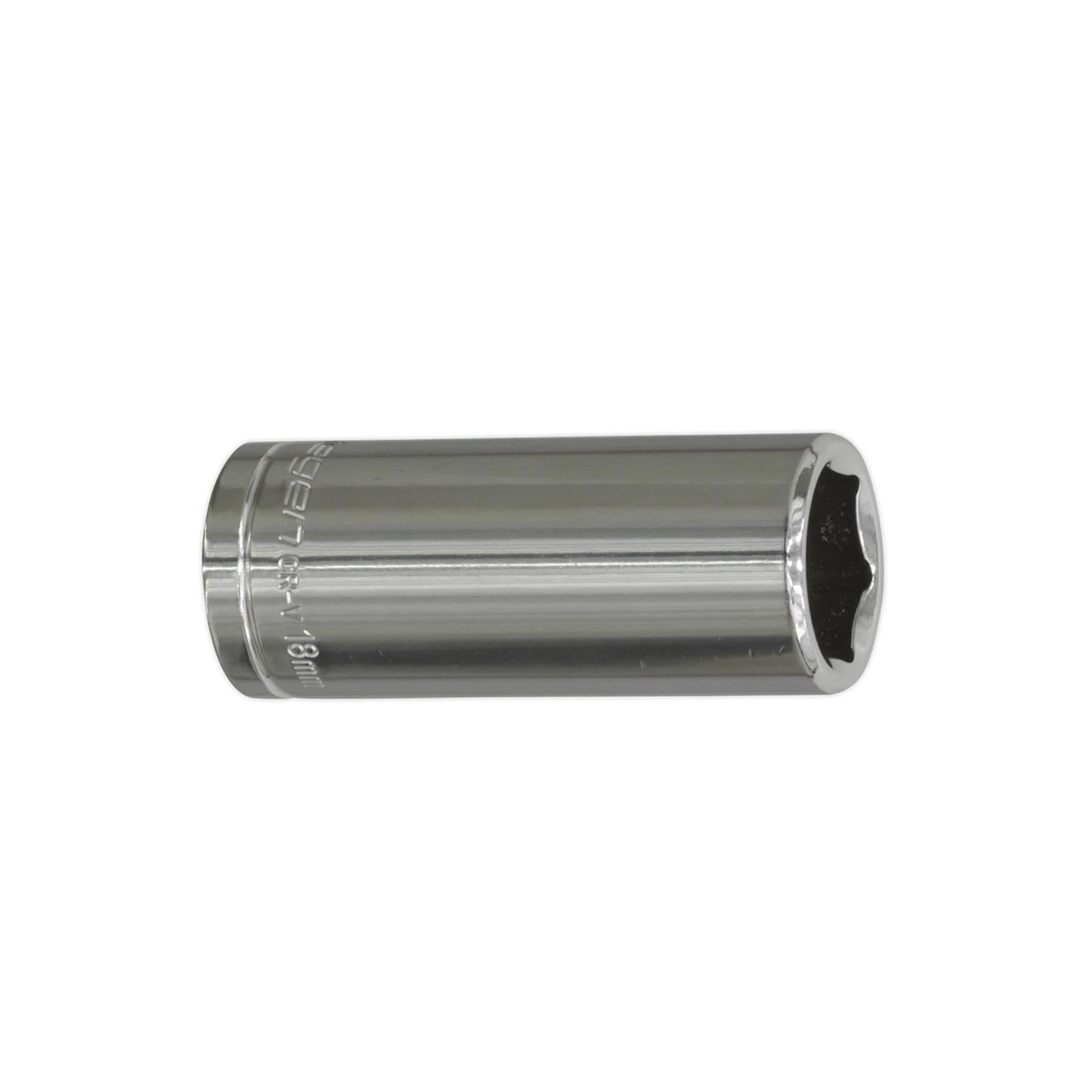 Sealey WallDrive® Socket 18mm Deep 3/8"Sq Drive Mirror Finished