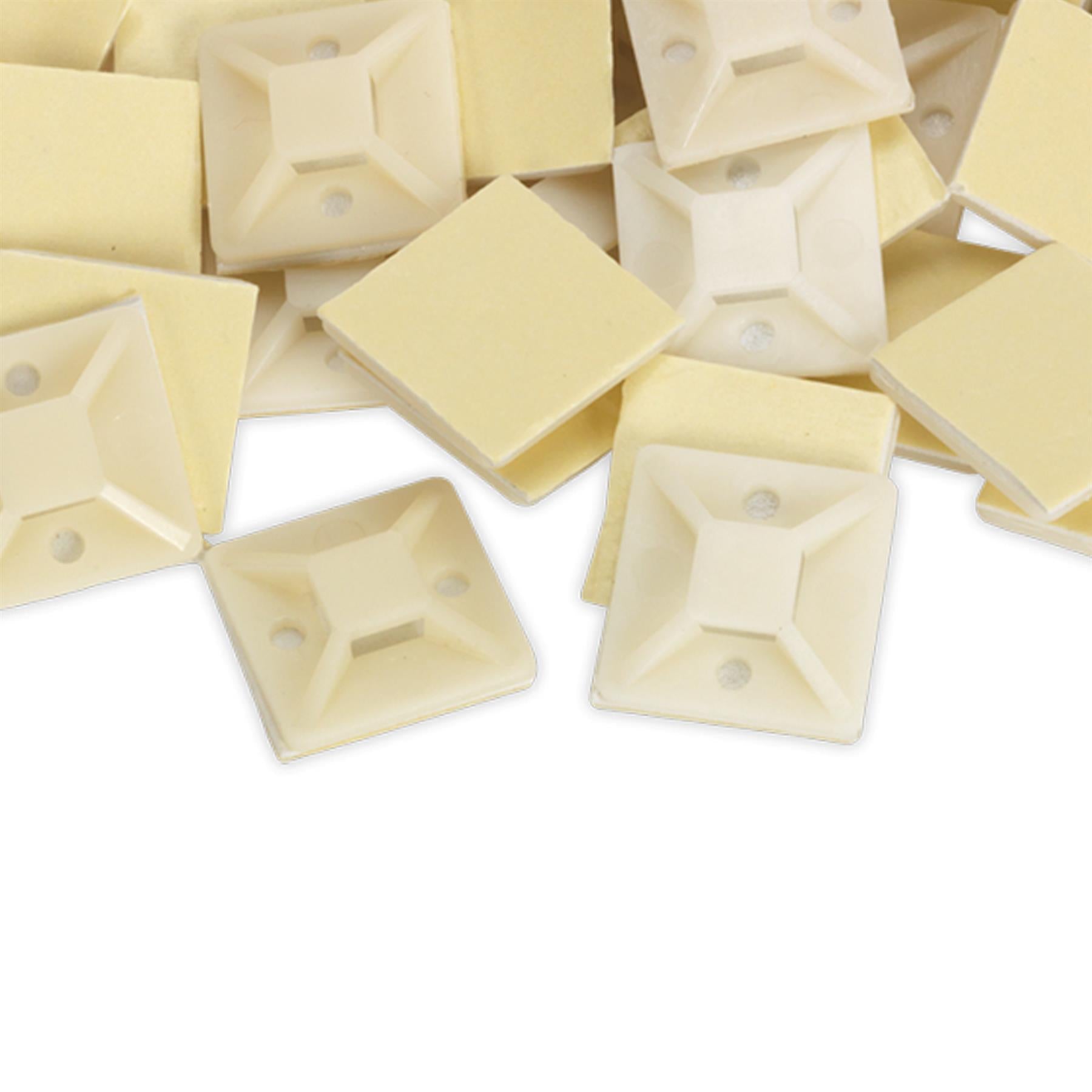 Sealey Self-Adhesive Cable Tie Mount 30 x 30mm White Pack of 100