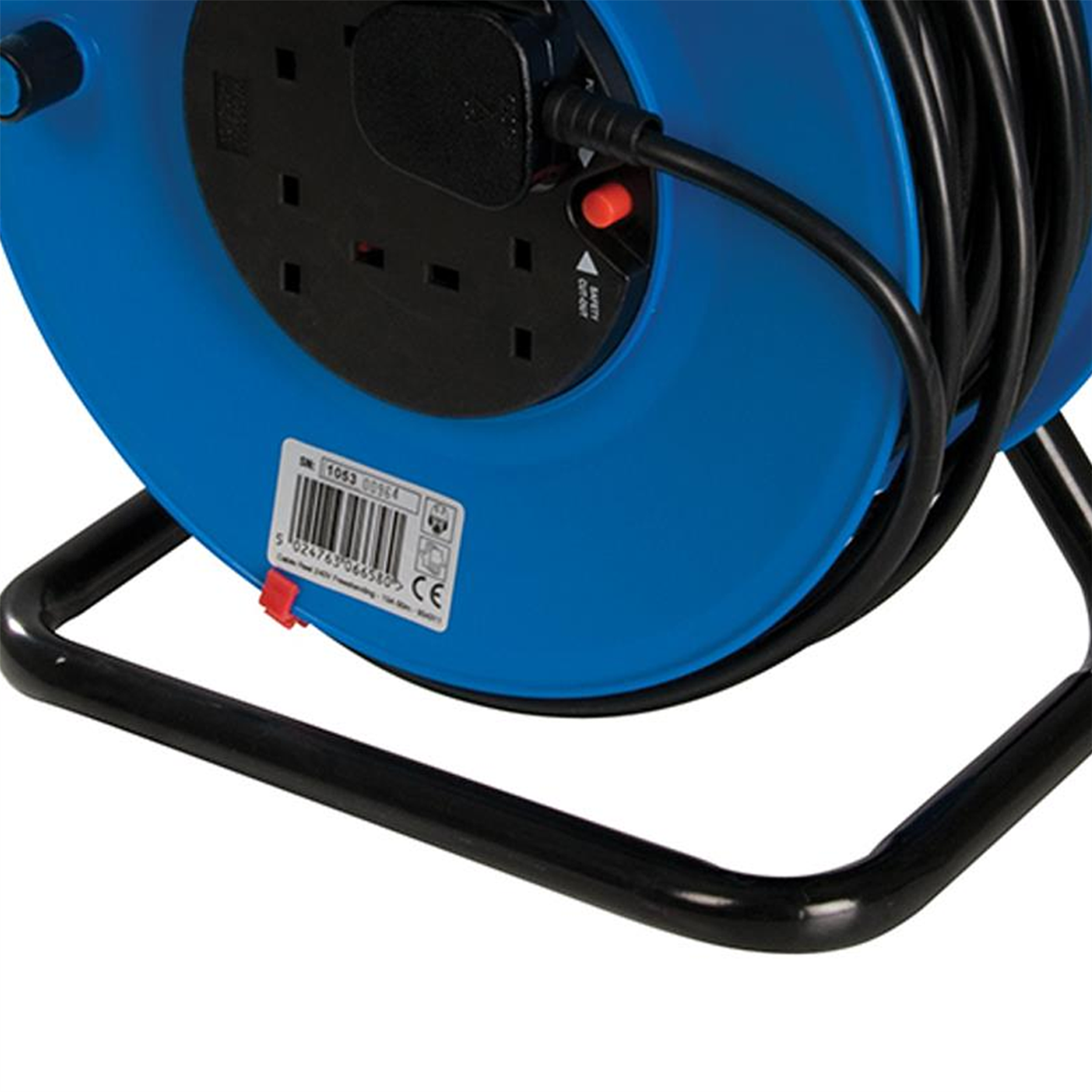 50M Mains Extension Cable Reel 240V Freestanding 13A 4 Socket Overload Protect
