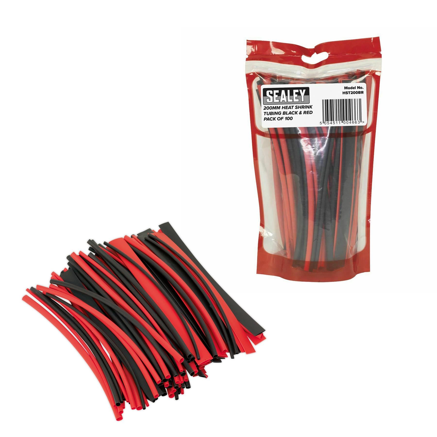 Sealey Heat Shrink Tubing Black & Red 200mm 100pc
