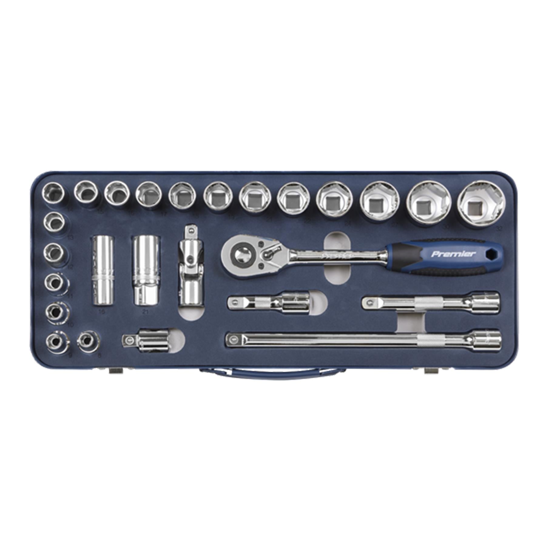 Sealey Socket Set 26pc Professional Lock-On Socket Set 1/2"Sq Drive 6pt Metric