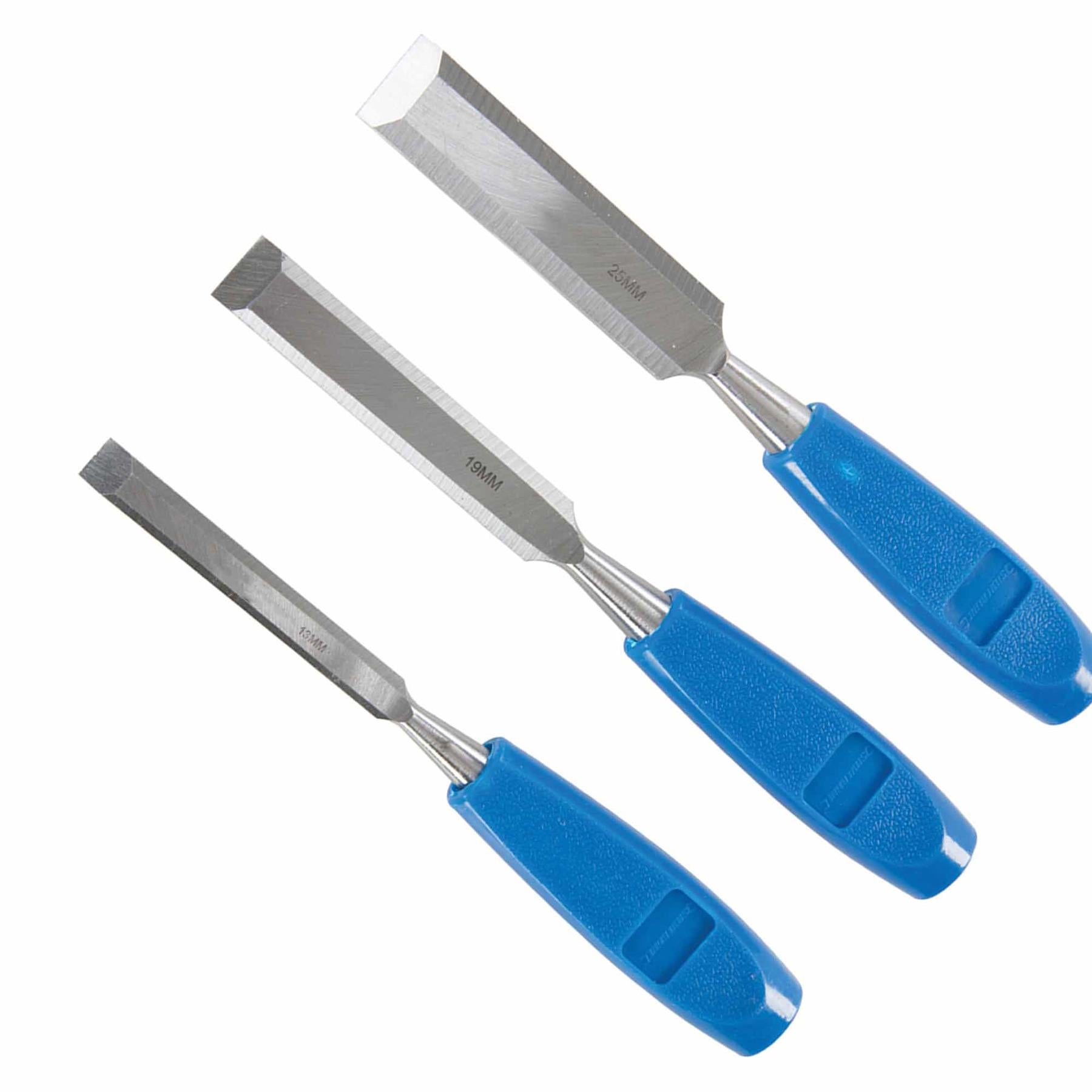Wood Chisel Set 3Pc Bevel Edged Chisels With Comfortable Polypropylene Handles