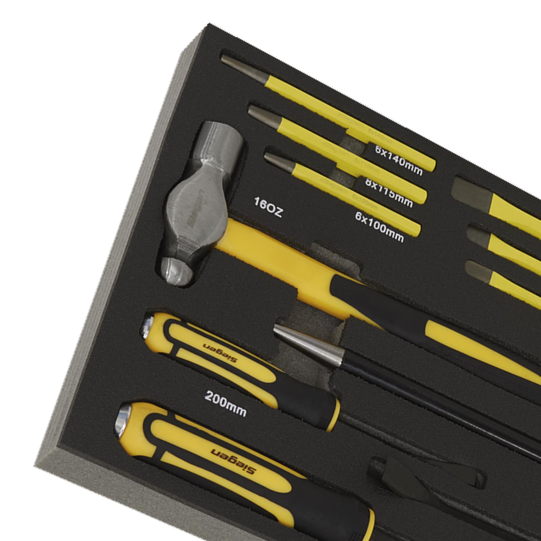 Sealey Tool Tray with Pry Bar, Hammer & Punch Set 23pc