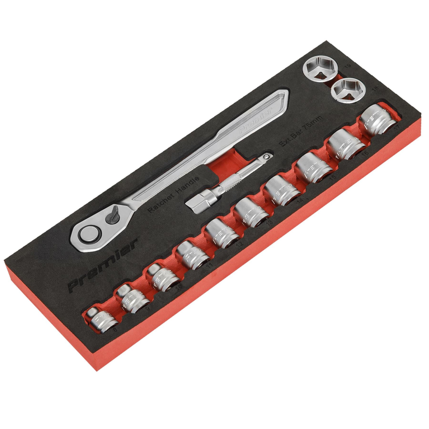 Sealey Low Profile Socket Set 14pc 3/8"Sq Drive Metric - Platinum