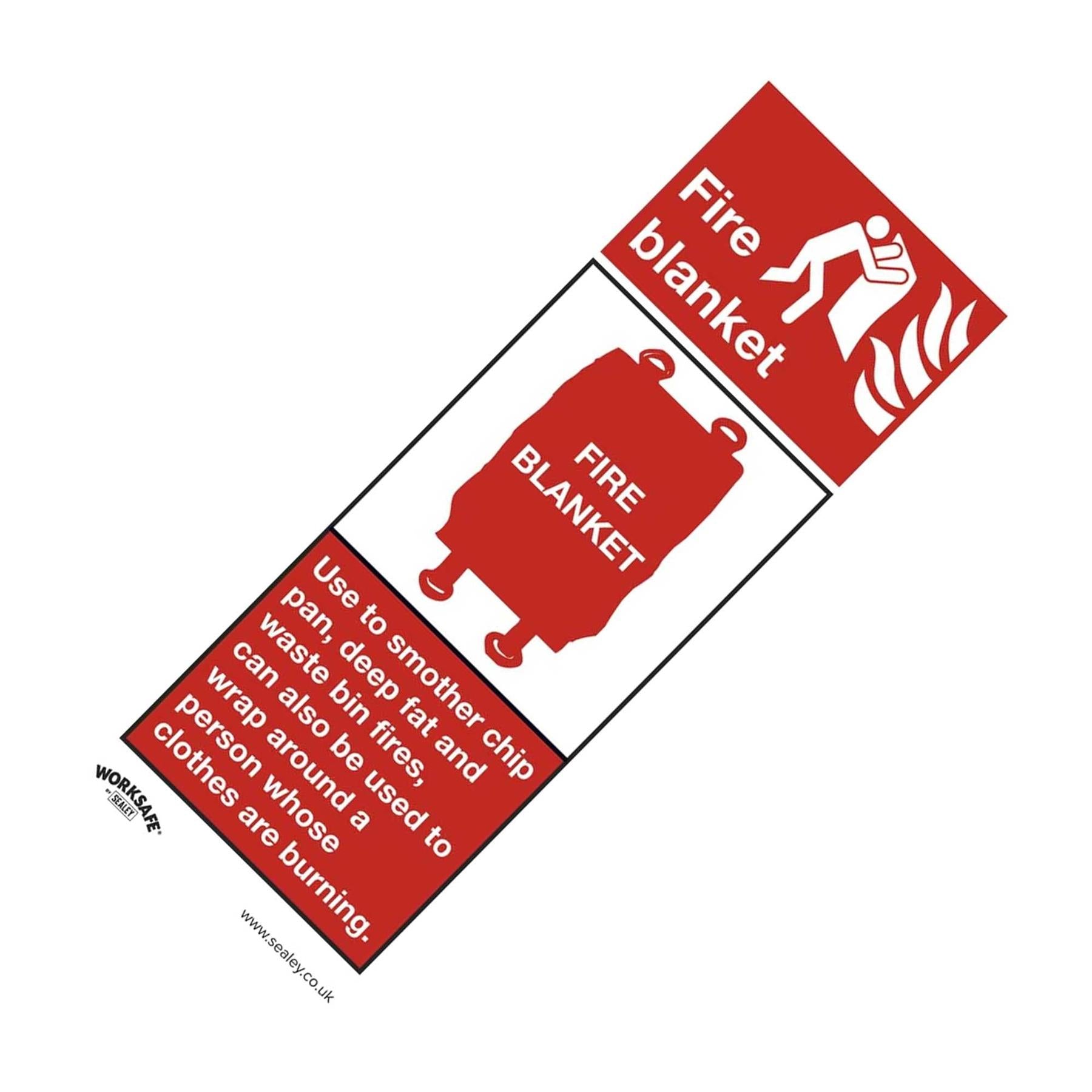 Sealey Safe Conditions Safety Sign - Fire Blanket - Self-Adhesive Vinyl - Pack of 10