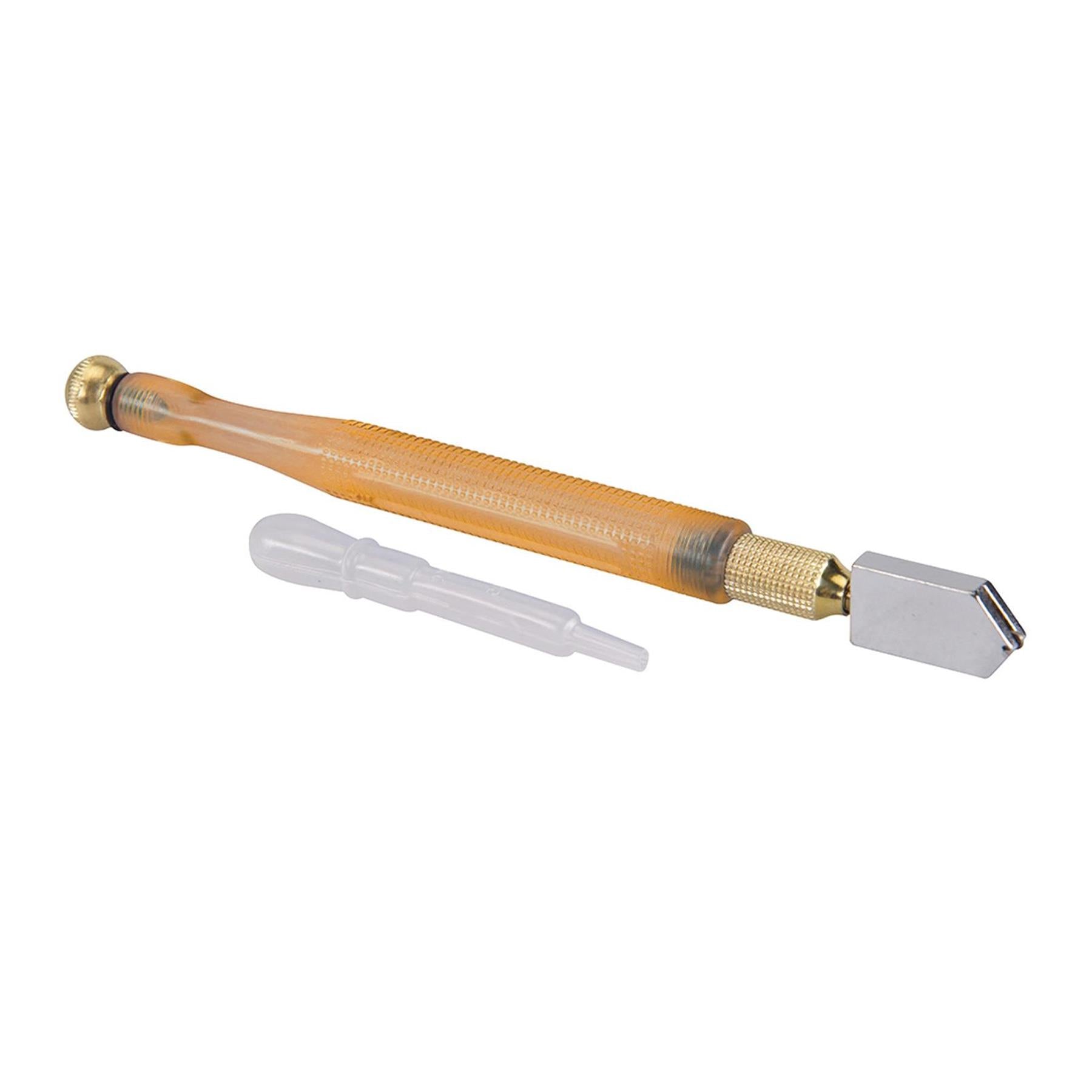 Lubricated Alloy Steel Glass Cutter 175mm Glazing Hardened Knurled Brass Grip