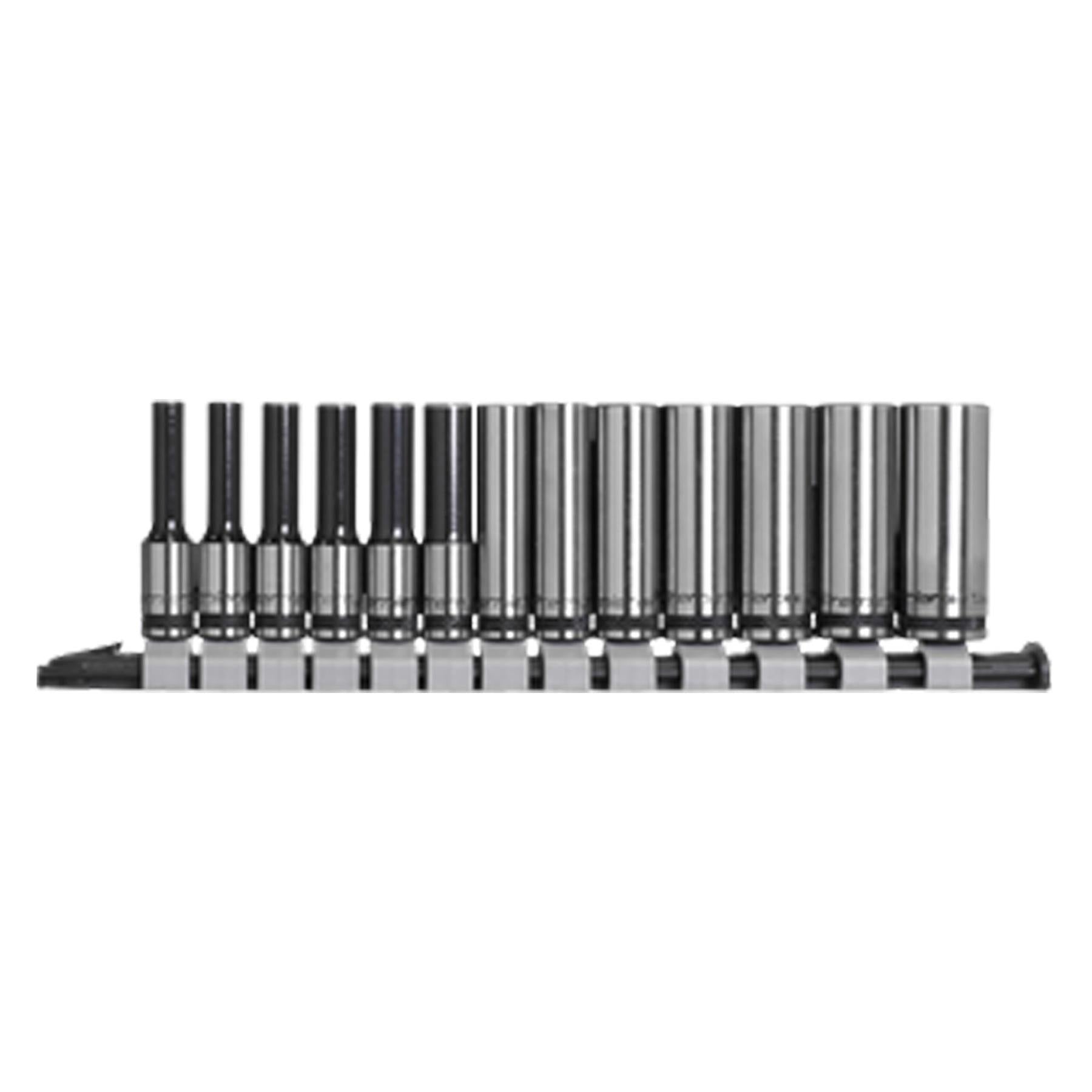 Sealey Socket Set Deep 13pc 1/4"Sq Drive Metric - Black Series