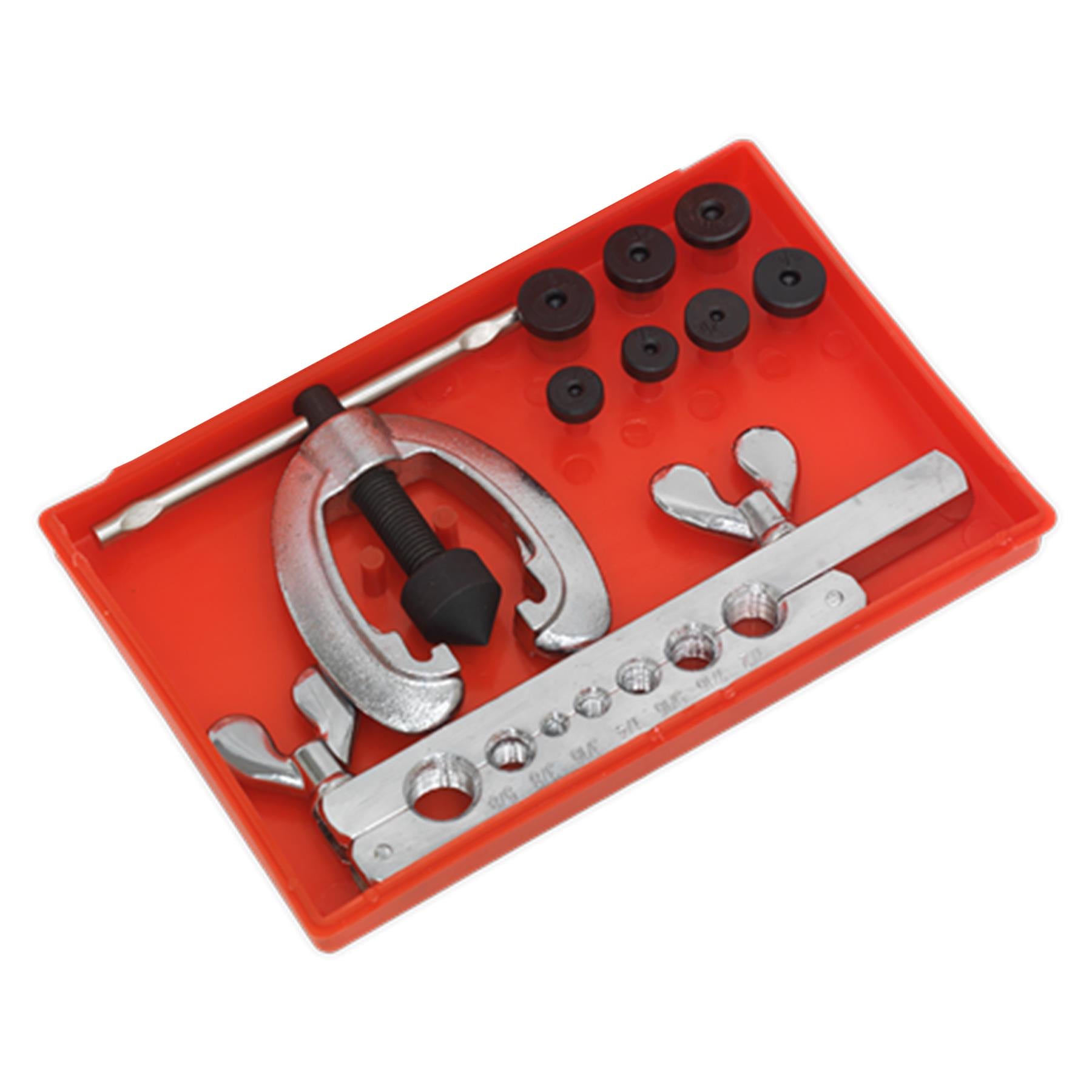 Sealey 9 Piece Brake Pipe Flaring Kit Fuel Repair Tool Set 3/16"-5/8" Dies AK505