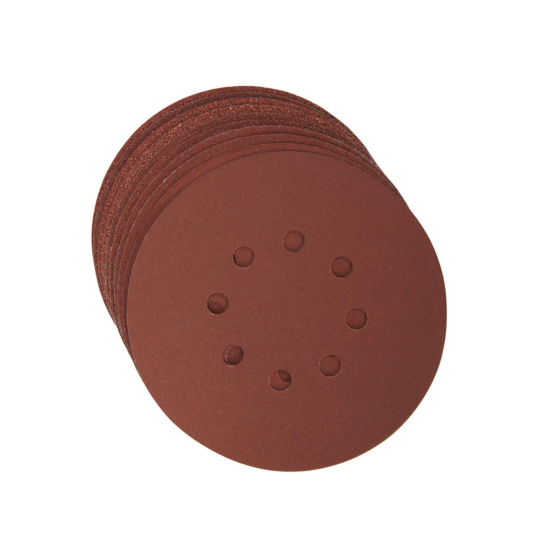 Hook & Loop Punched Disc 150mm 10Pk 4 X 60G, 2 X 80G, 2 X 120G & 2 X 240 Grit