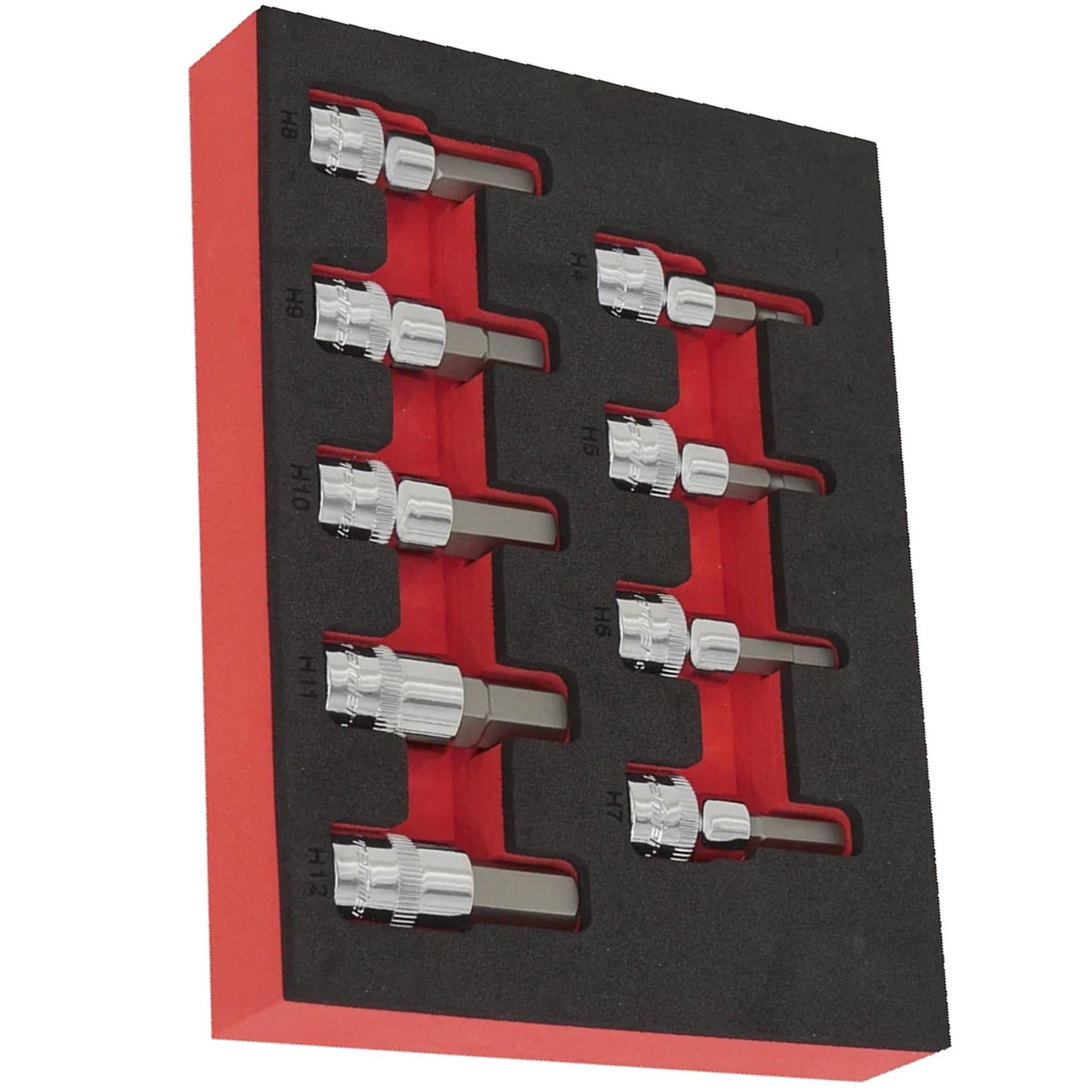 Sealey Hex Socket Bit Set 9pc 3/8"Sq Drive Metric
