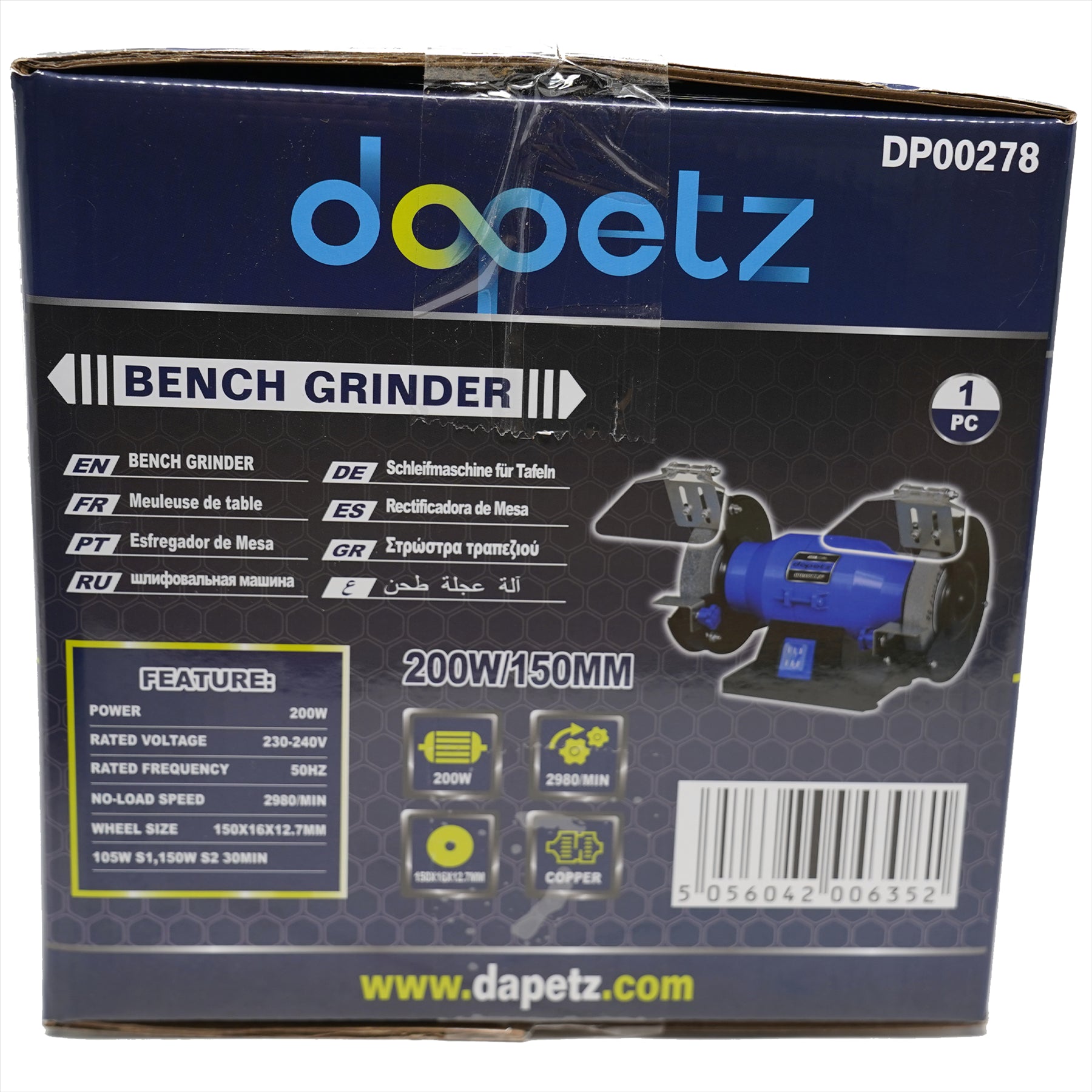 Worktop Bench Grinder 150mm 150W Power Tools Top Polish 3Y Guarantee