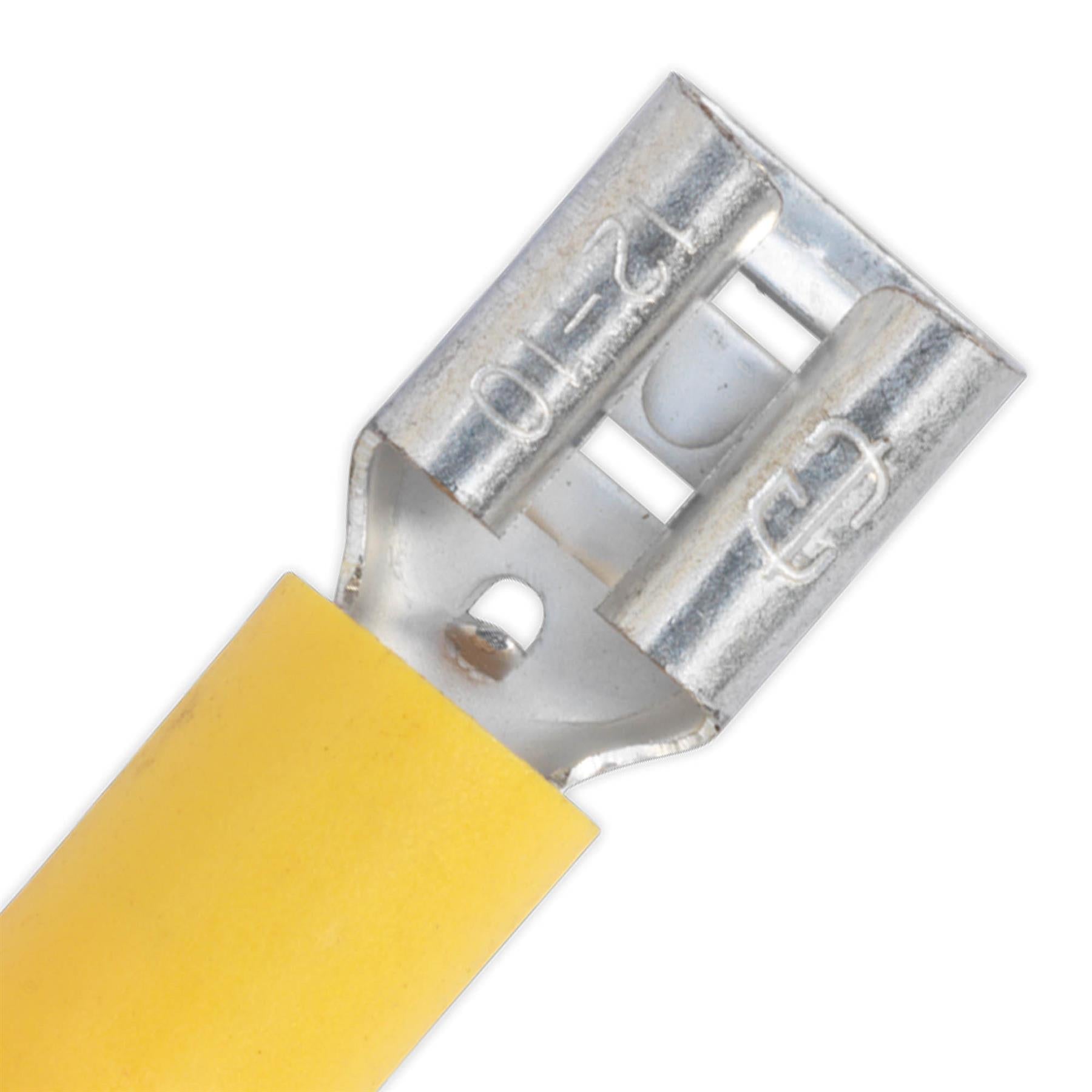 Sealey Push-On Terminal 6.3mm Female Yellow Pack of 100