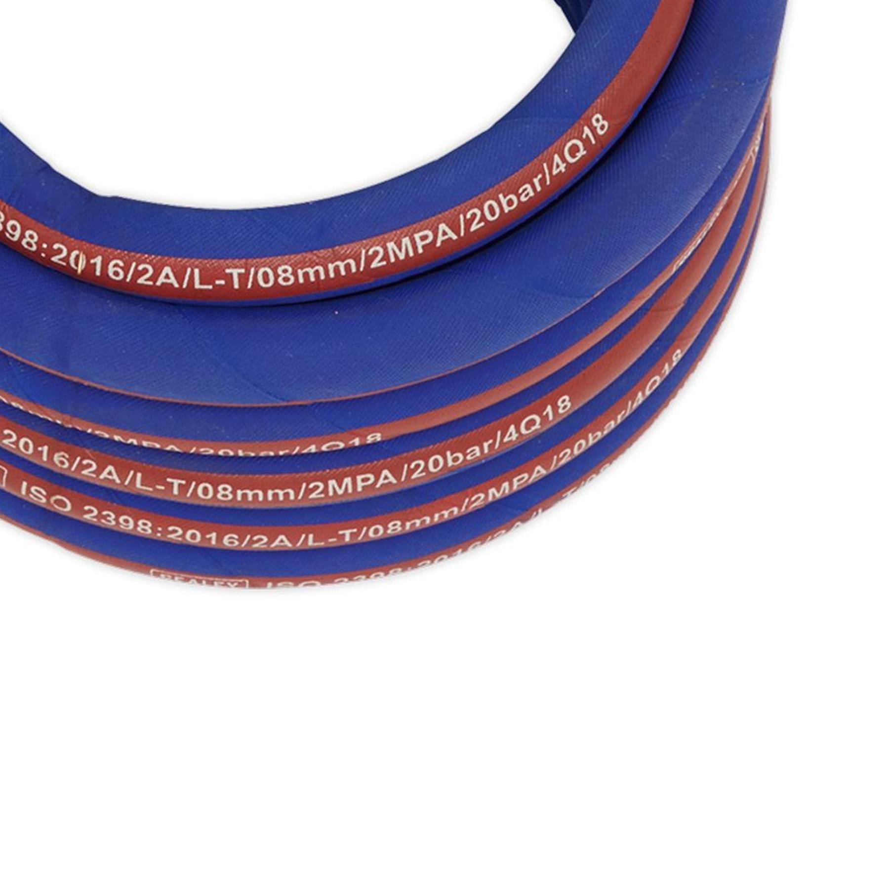 Sealey Rubber Air Hose 5m For Air Compressor 1/4"BSP 8mm Bore Extra Heavy Duty