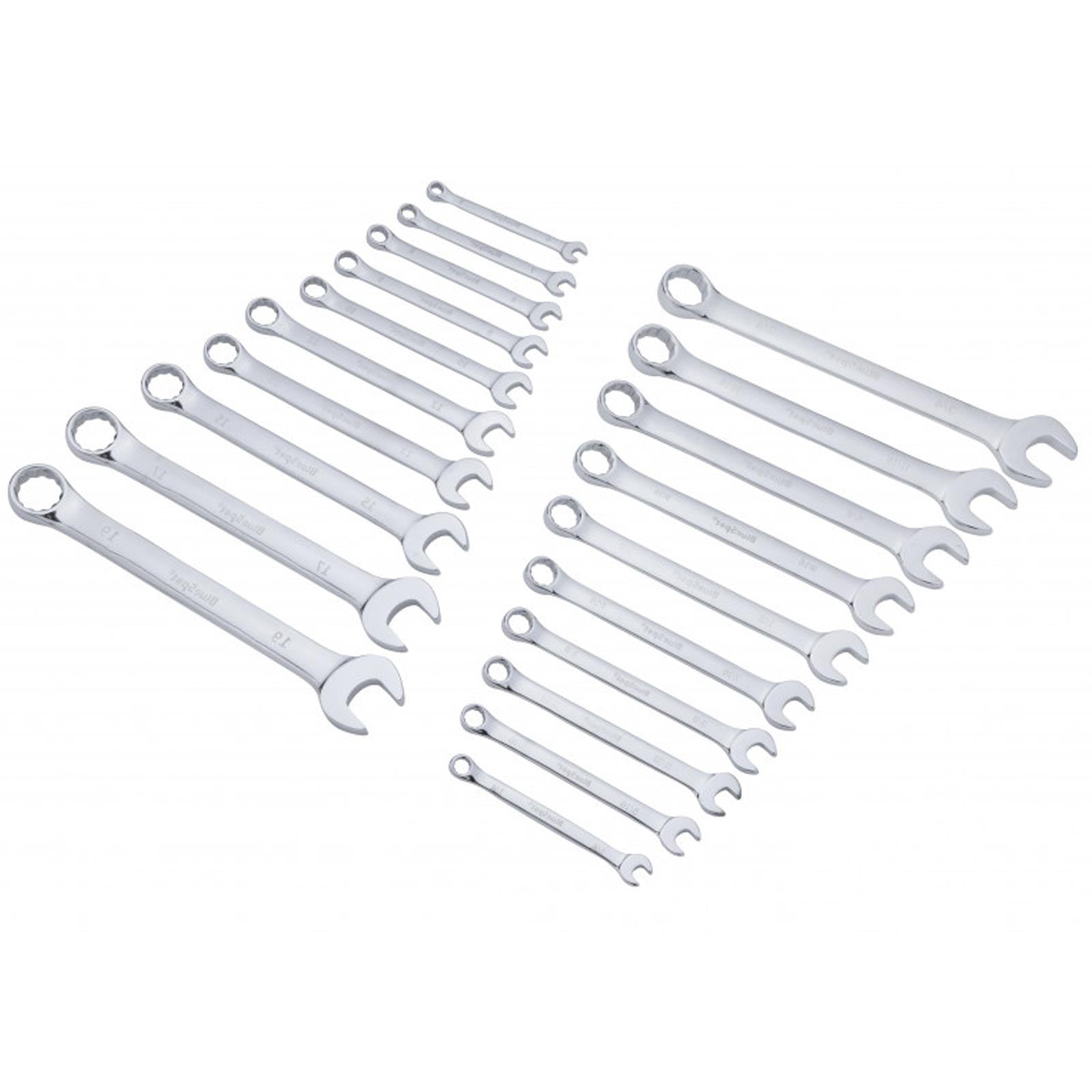 BlueSpot 32pc Assorted Spanner Set Imperial Metric Stubby Wrench 6-19mm Fully Polished