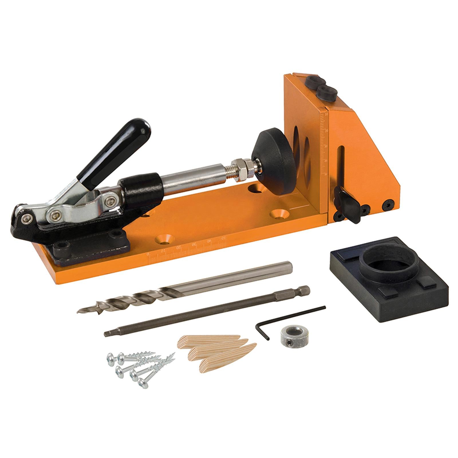 Pocket-Hole Jig 7Pc Hardened Steel Drill Guide With 2 Drill Fixed Spacing TW7PHJ