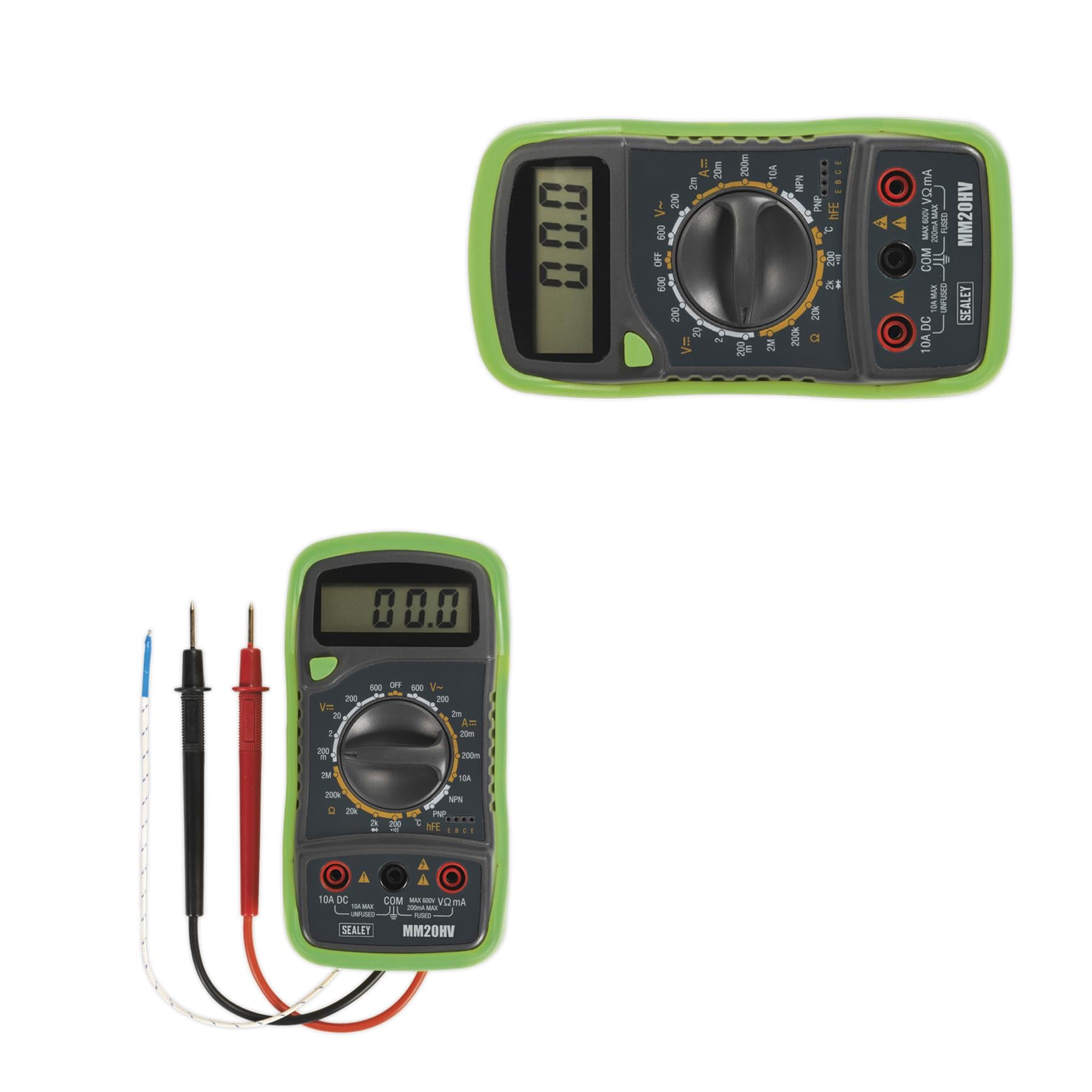 Sealey Digital Multimeter 8-Function with Thermocouple Hi-Vis