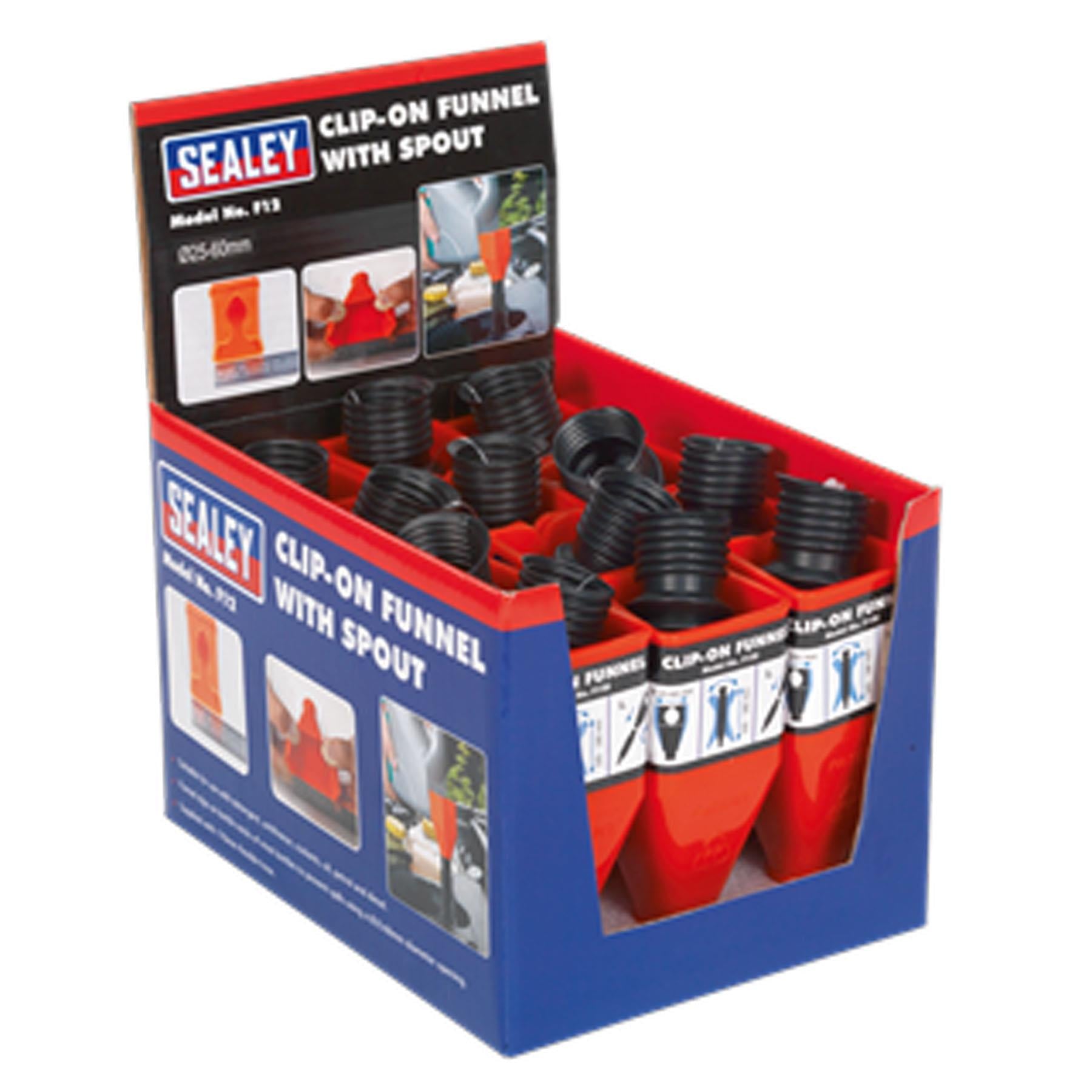 Sealey Clip-On Funnel with Spout - Display Box of 12