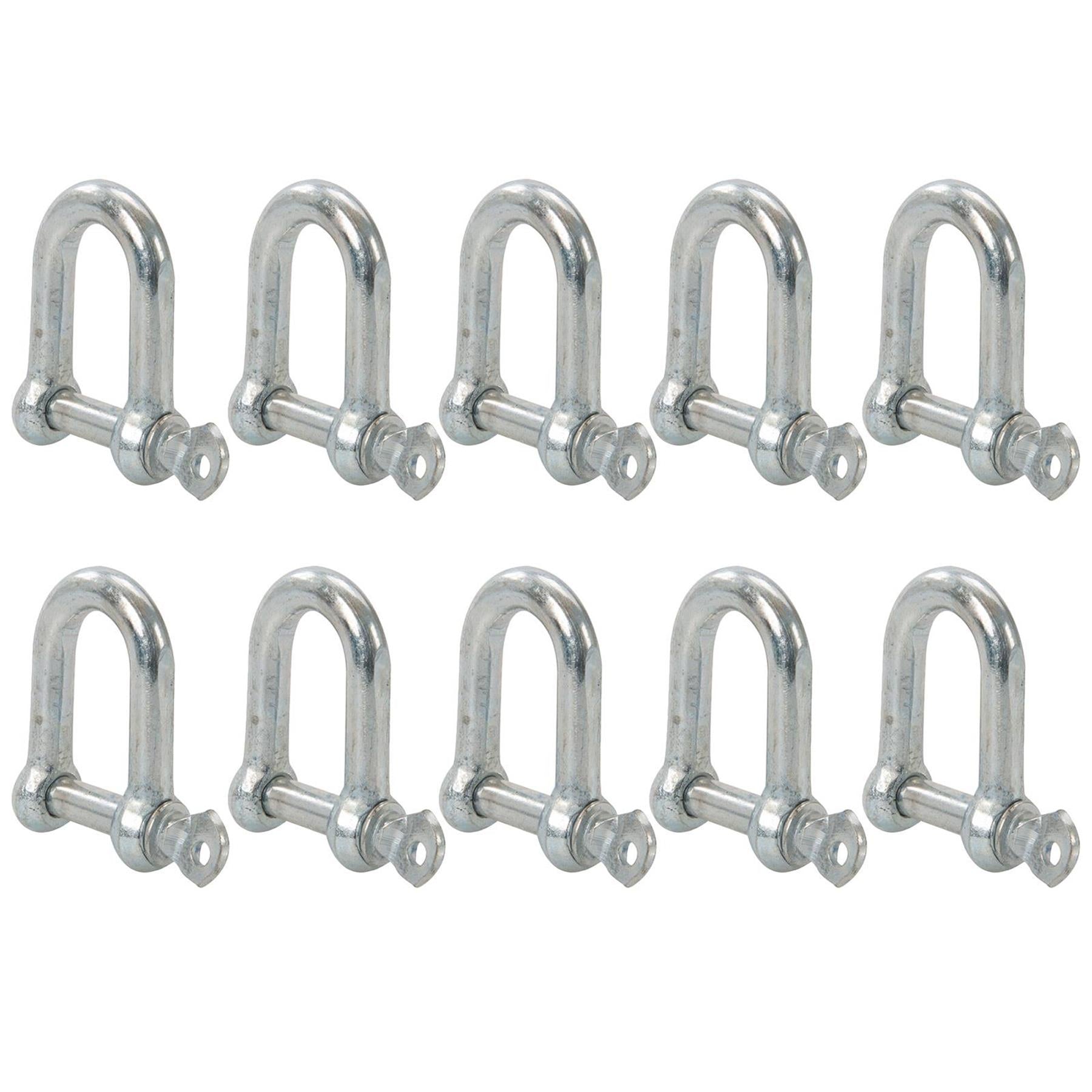 10pc Galvanised Commercial D-Shackle - M10 Zinc Plated Corrosion Resistant