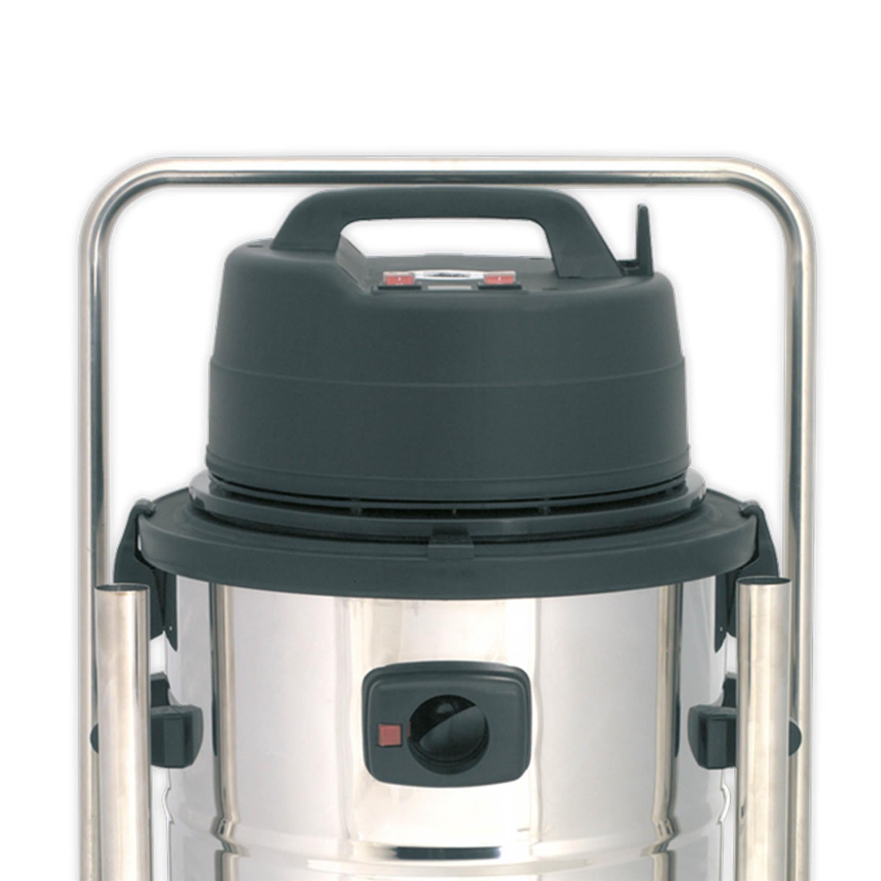 Sealey Vacuum Cleaner Ind W&D 77L Stainless 2400W Swivel Drum