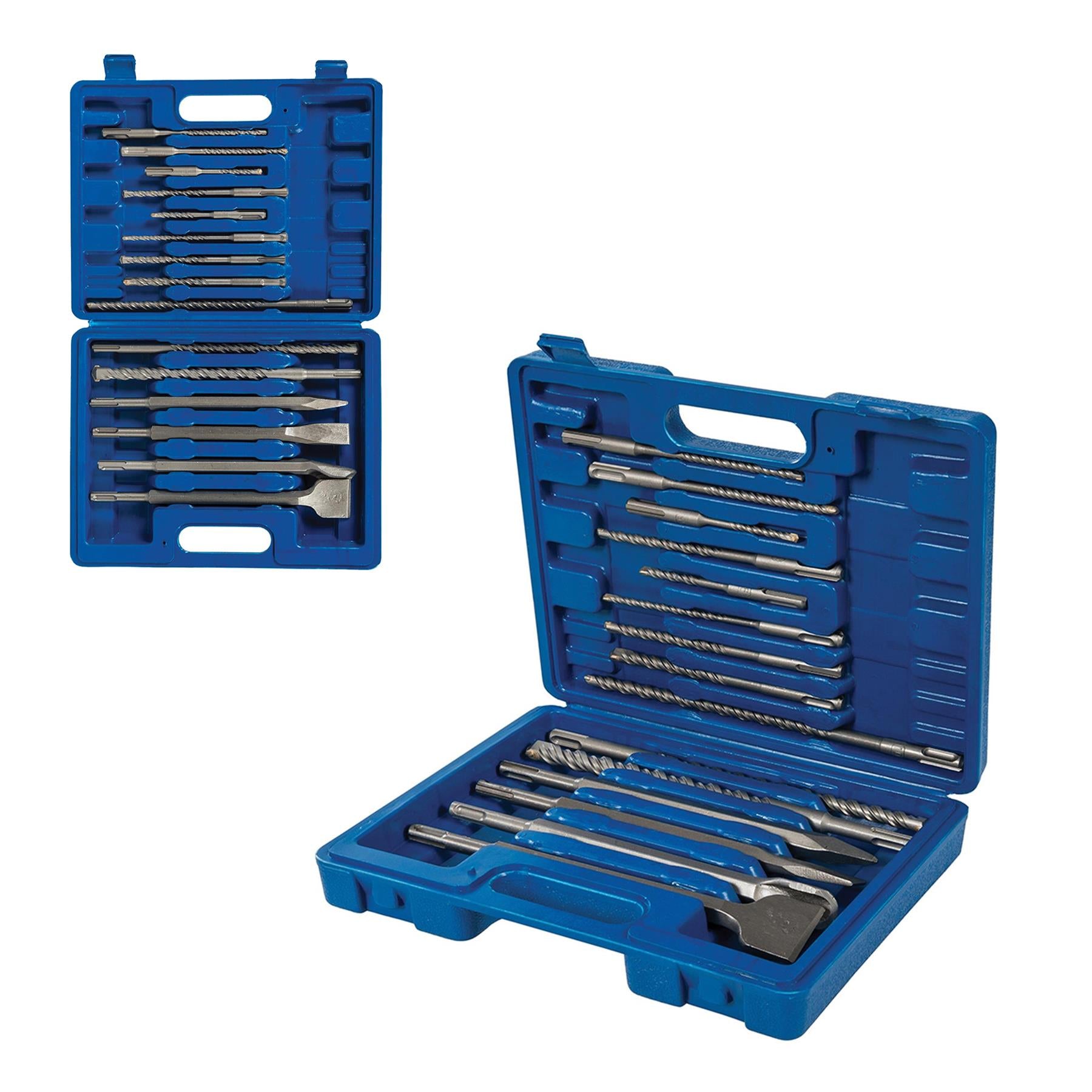 SDS Plus Masonry Drill Chisels Groove Steel Set 15Pce Sturdy Case 3Y Guarantee