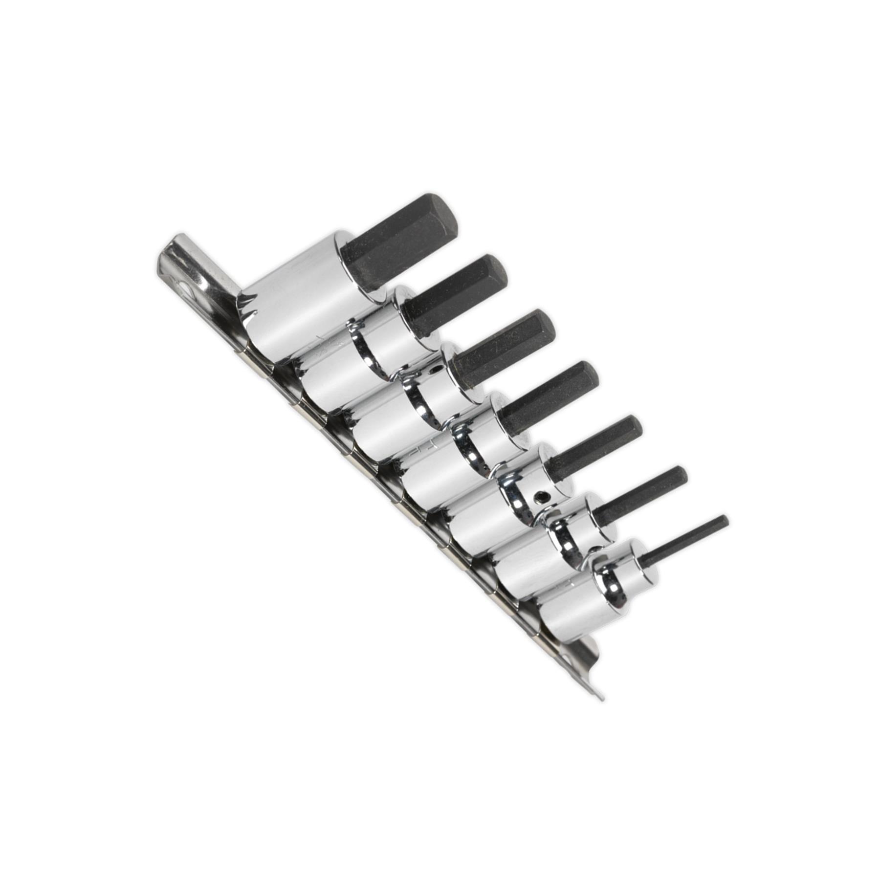 Sealey Hex Socket Bit Set 7pc 3/8"Sq Drive Metric