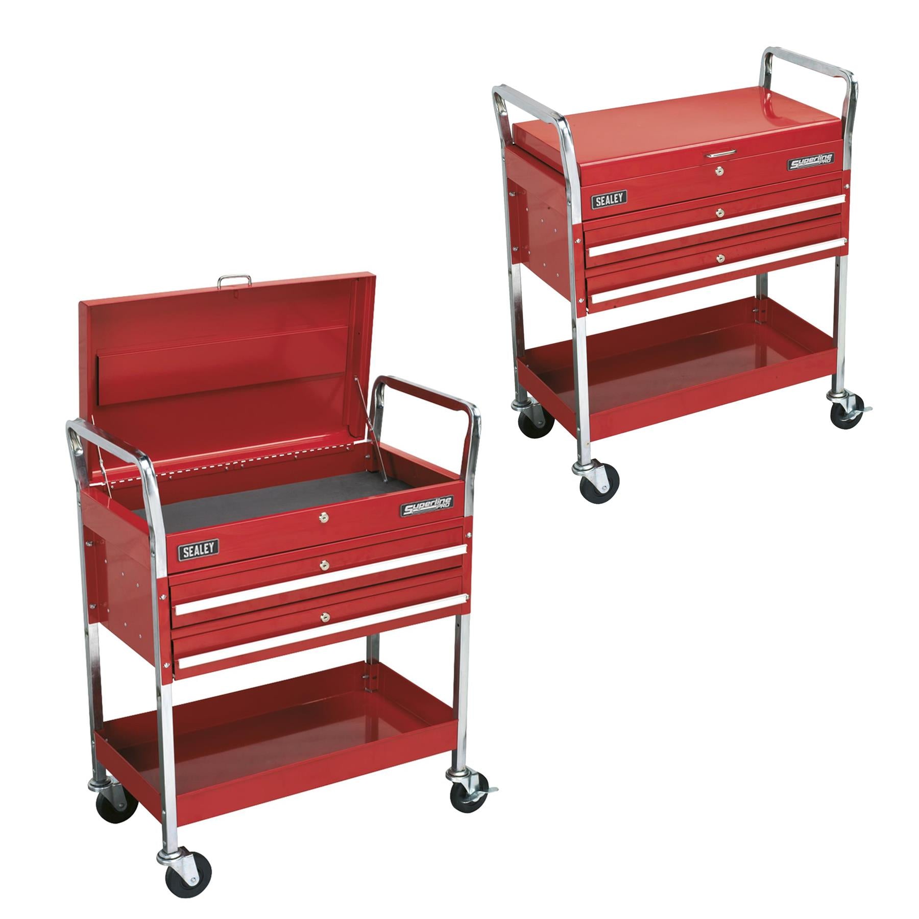 Sealey Trolley 2-Level Heavy-Duty with Lockable Top & 2 Drawers