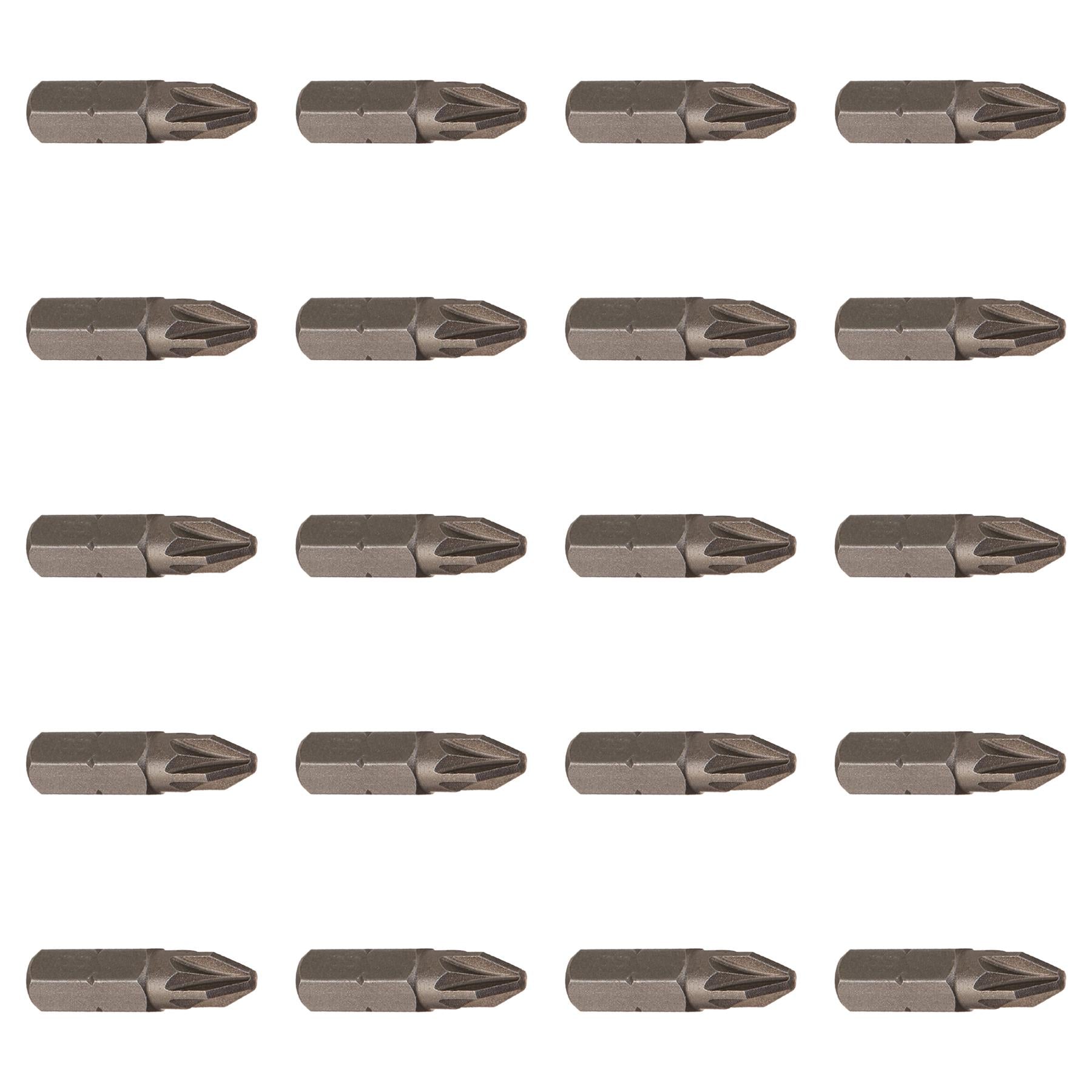 Pozidriv PZ2 Screwdriver Bits CRV Chrome Vanadium Steel 1/4" Hex Drive 20Pcs