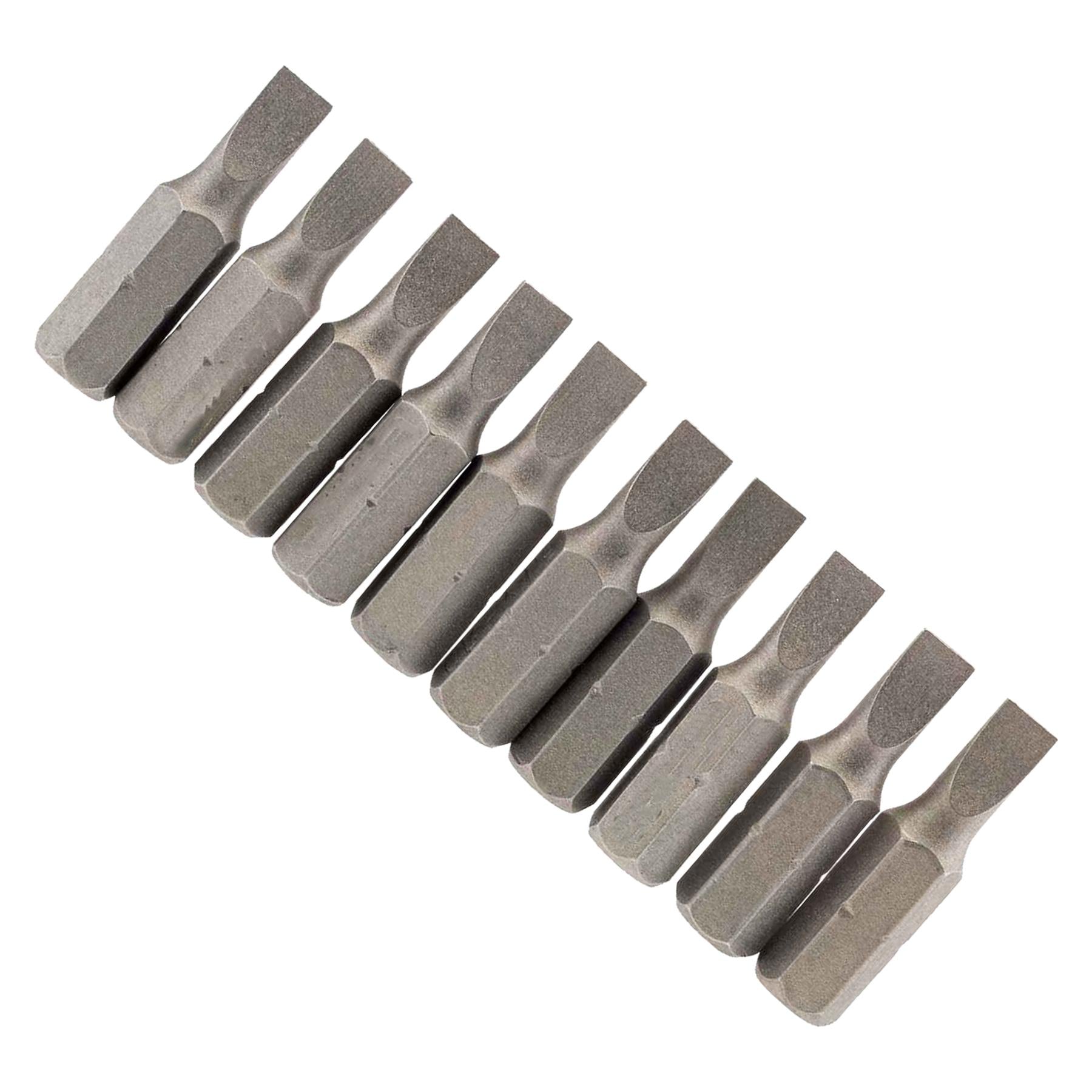 Slotted Screwdriver Bits 6mm CRV Chrome Vanadium Steel 1/4" Hex Drive 10Pcs