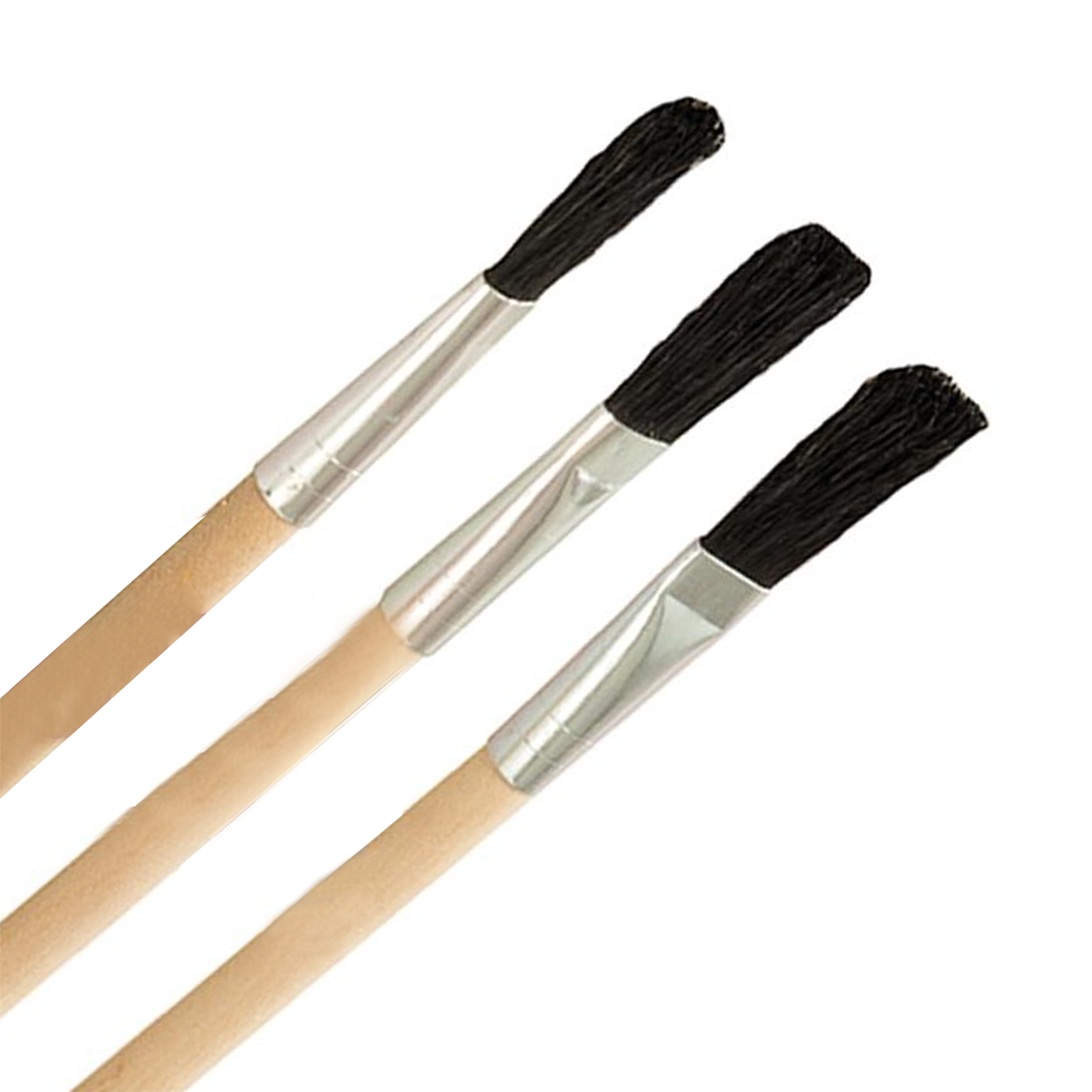 Flux Brushes 3pk Wooden Handle Durable Aluminium Ferrules Wooden Handle