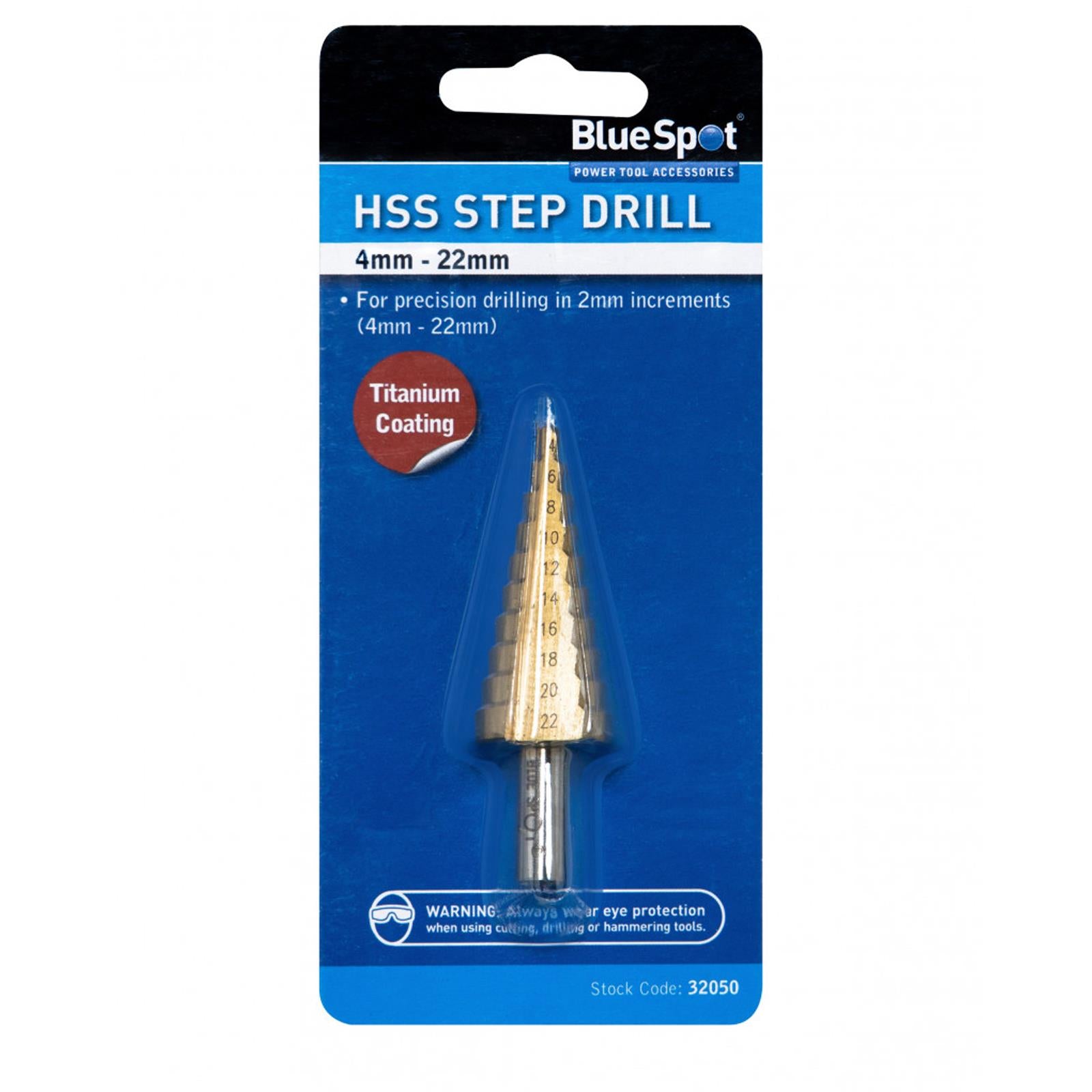 BlueSpot Step Drill HSS Steel Titanium Cone Bit Hole Metal Cutter Tool 4 - 22mm