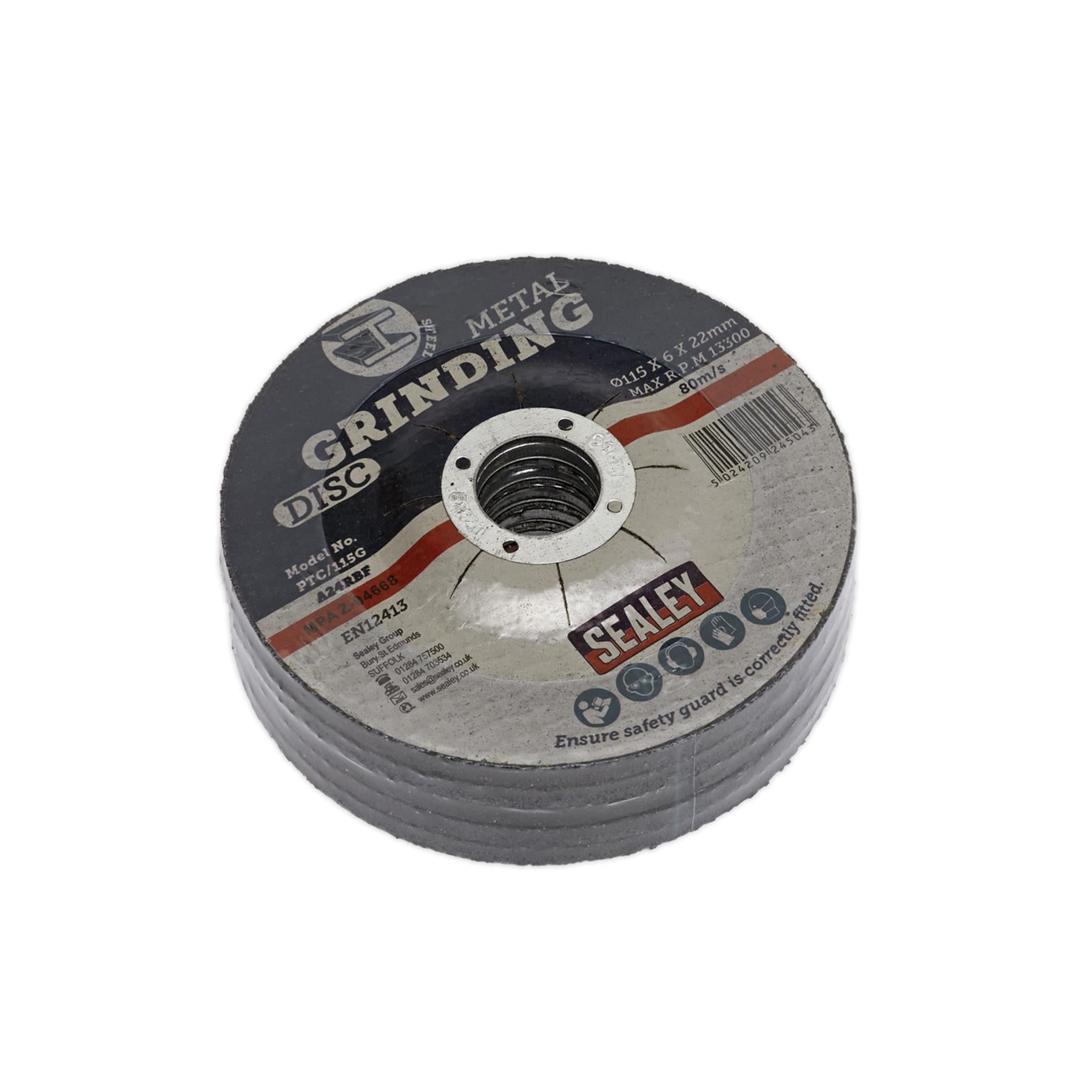 Sealey Grinding Disc 115 x 6mm 22mm Bore - Pack of 5