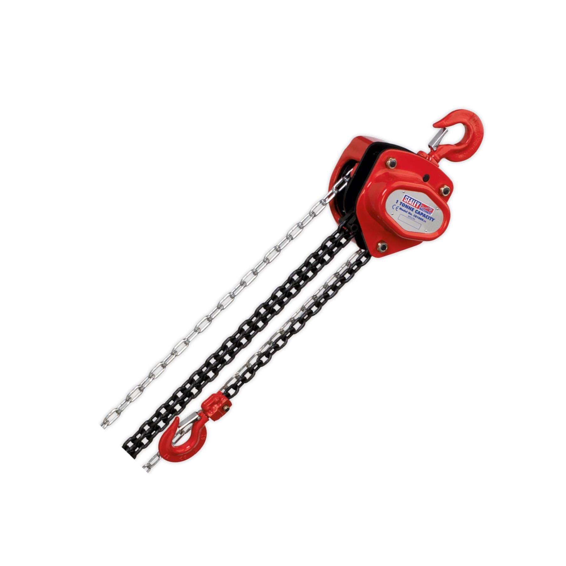 Sealey Chain Block 1tonne 2.5m Safety Latches Compact Gear Housing