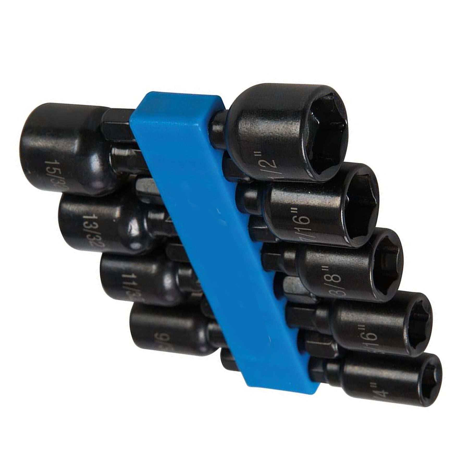 9Pc Hex Magnetic Nut Driver Set 1/4"-1/2" Imperial CR-V Power Drill Bits Drive Socket